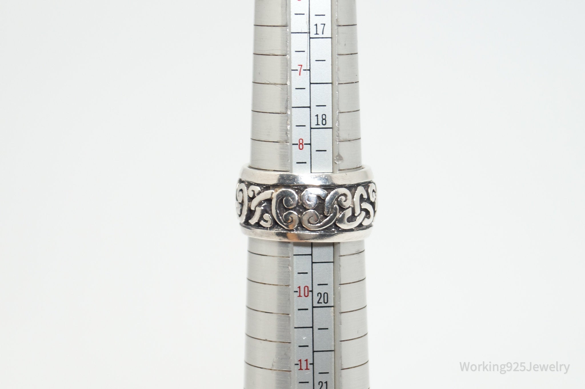 Vintage Celtic Design Sterling Silver Band Ring - Sz 9.75