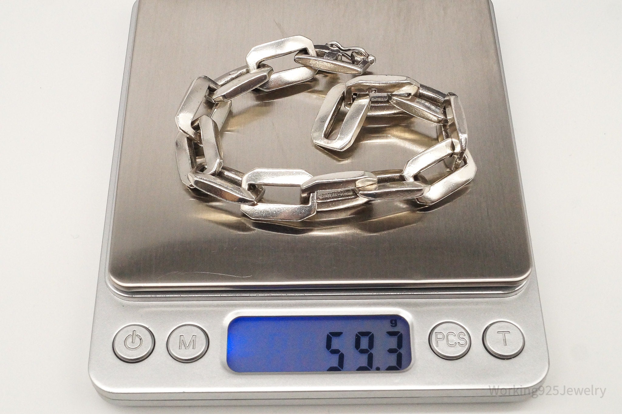 Vintage Egyptian Chain Link Silver Bracelet