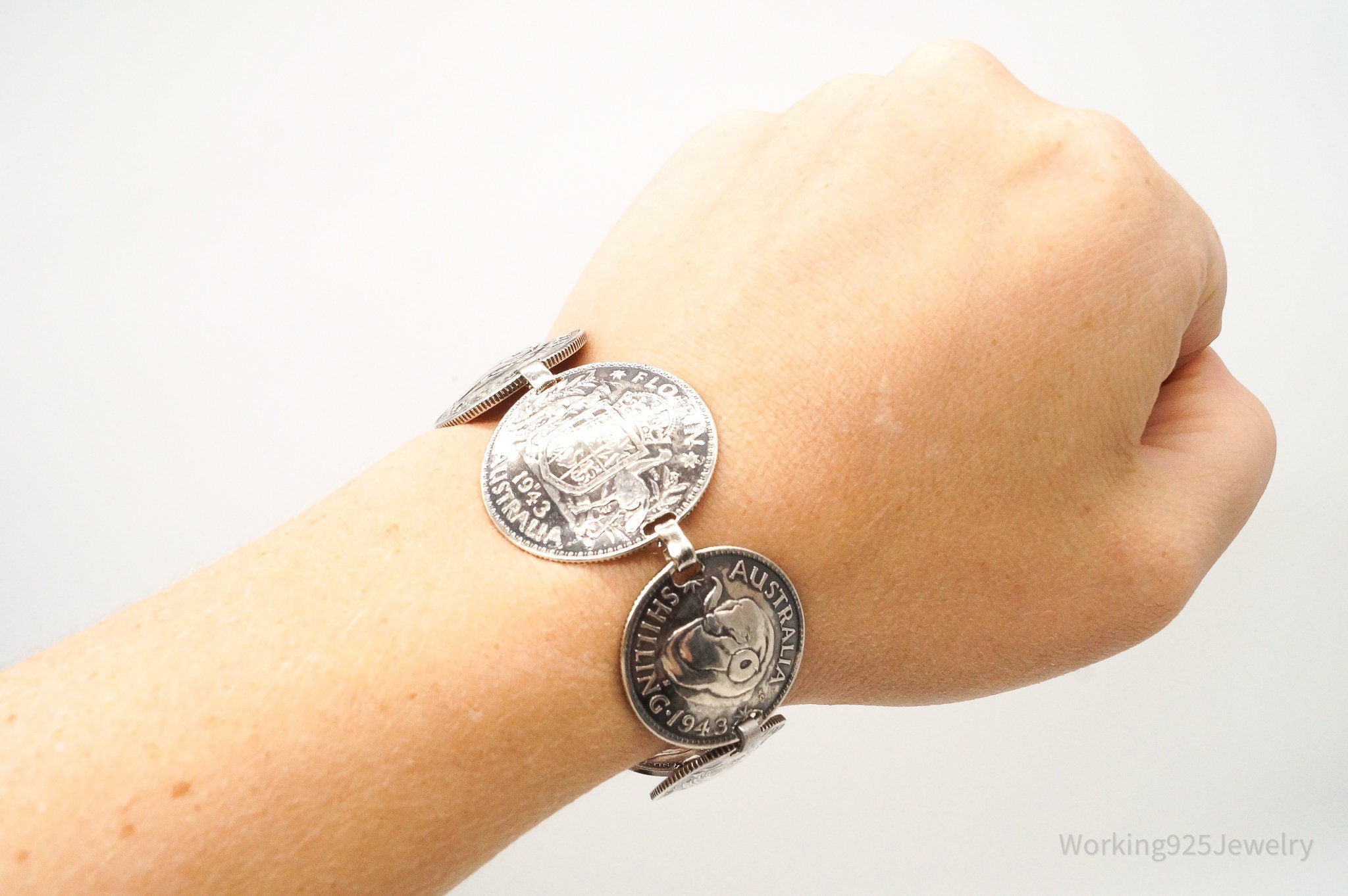 Vintage Australian 1940s Coins Silver Bracelet