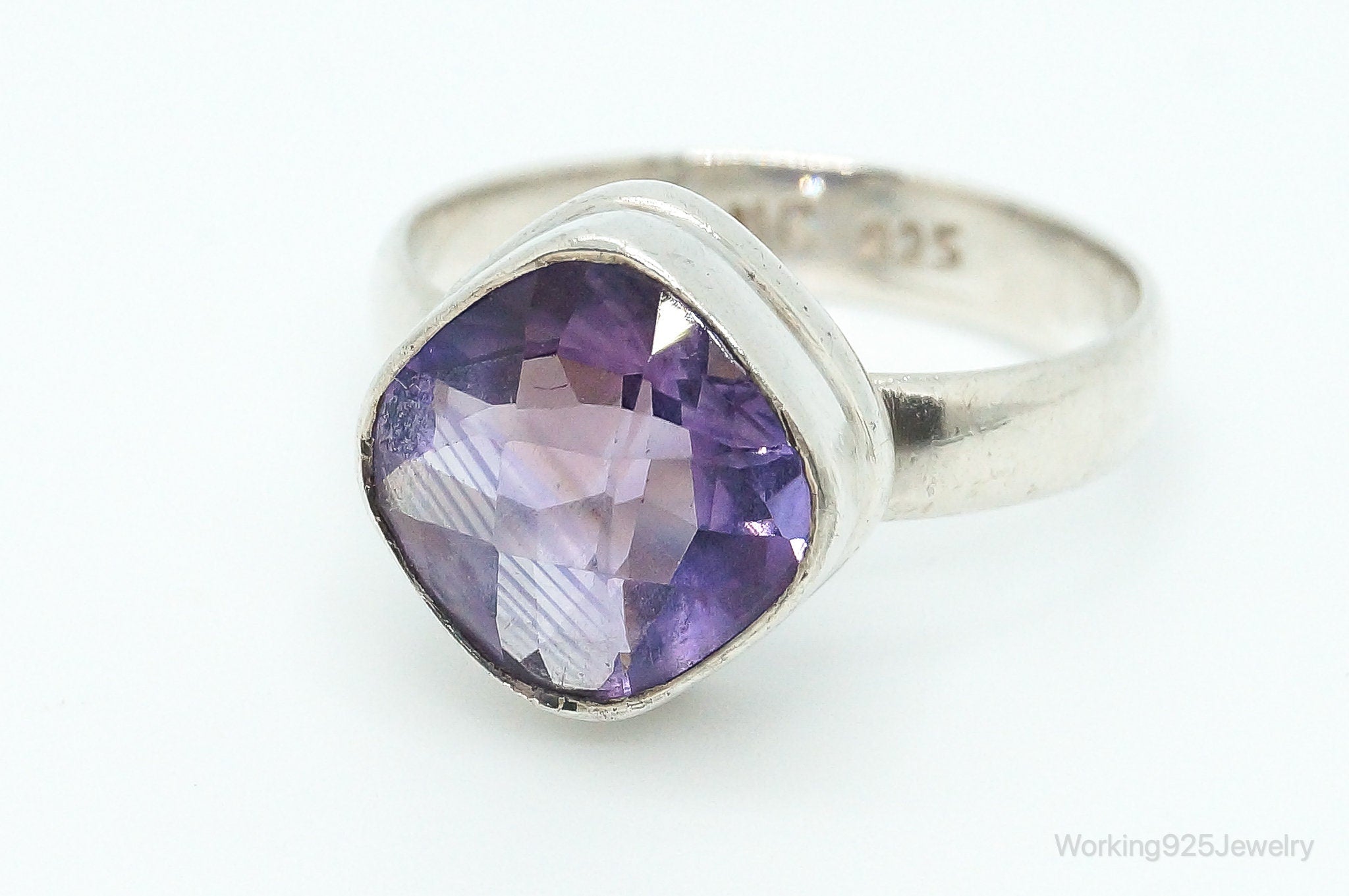 Vintage Amethyst Sterling Silver Ring - Size 8.25