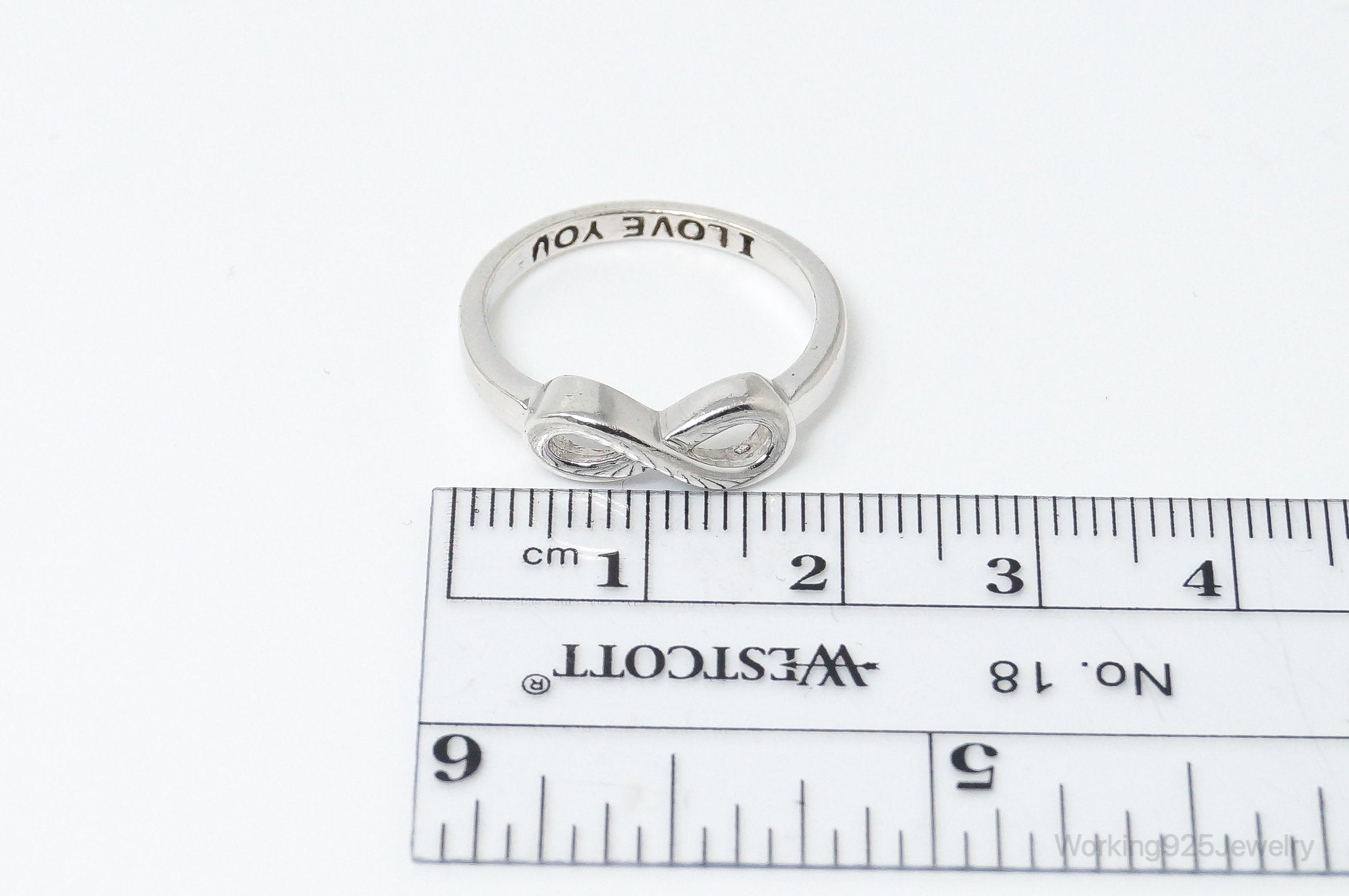 Vintage "I Love You" Infinity Sterling Silver Ring - SZ 7