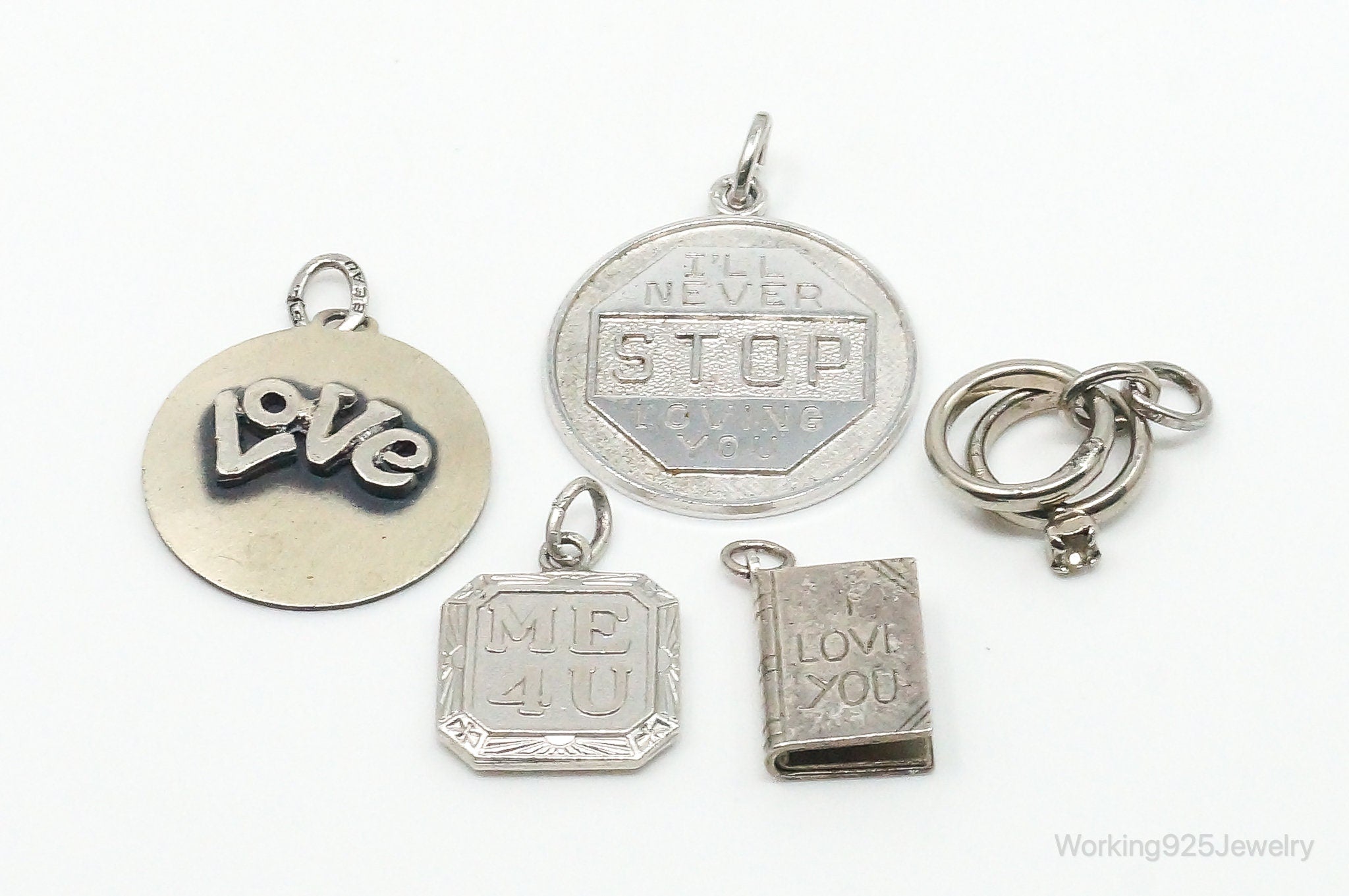 Vintage Antique Love Lover Sterling Silver Charms Lot