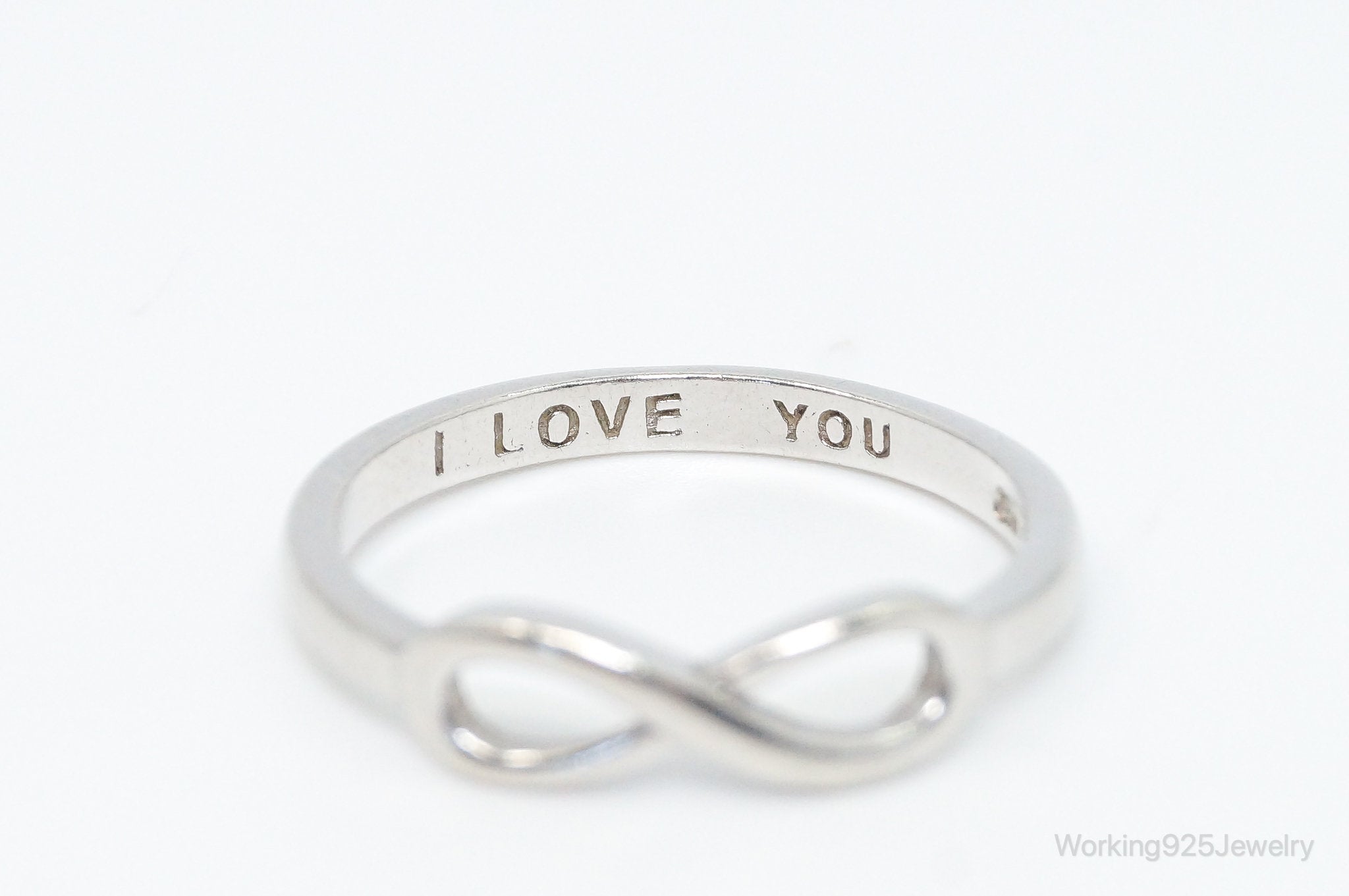 Vintage "I Love You" Infinity Sterling Silver Ring - SZ 7