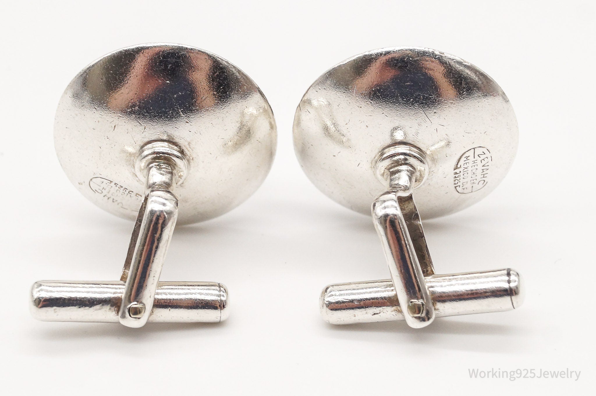 Mexico ZEVAHC CHAVEZ Sheen Golden Obsidian Modernist Sterling Silver Cufflinks