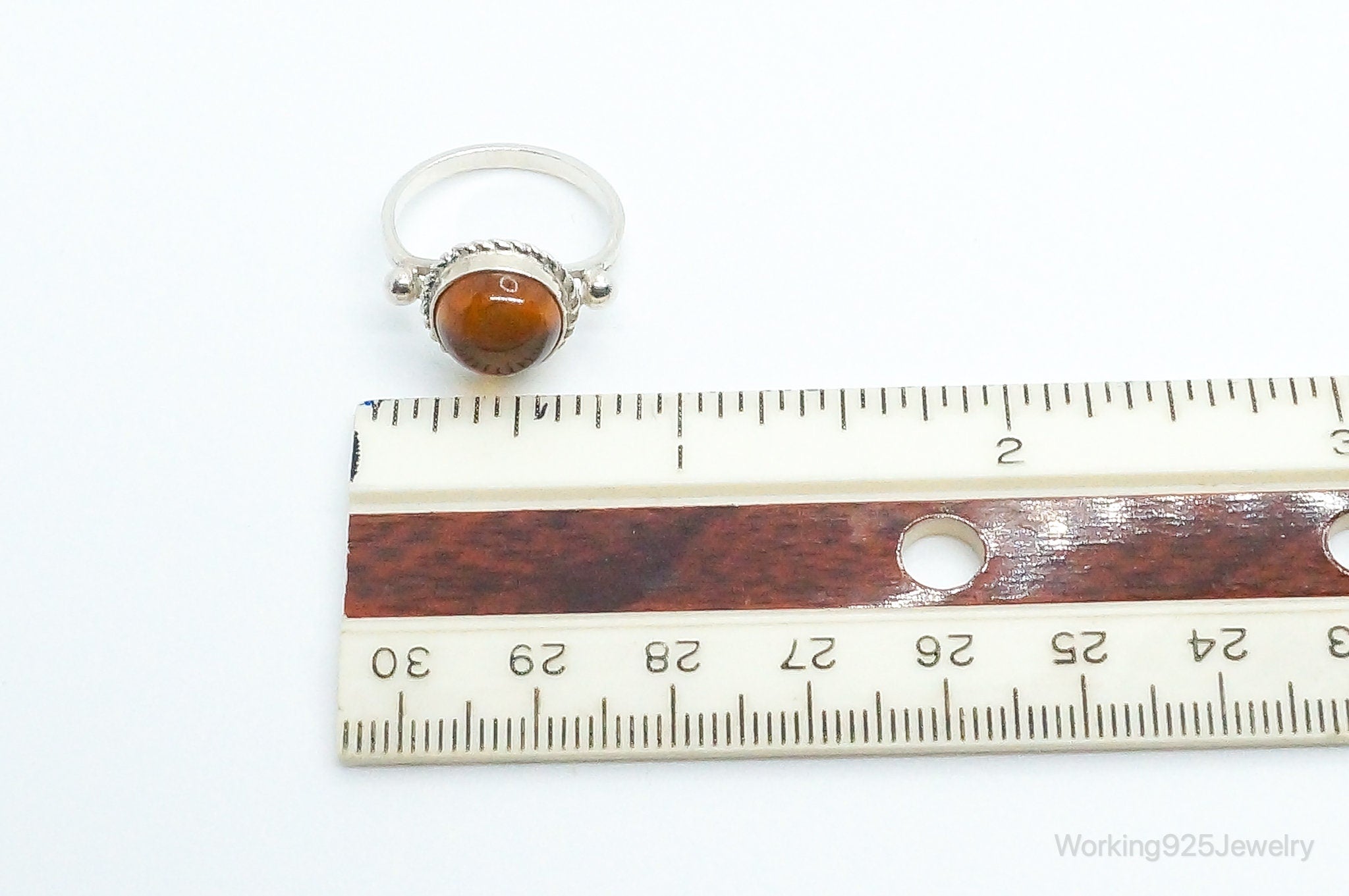 Vintage Amber Sterling Silver Ring - Size 7.25
