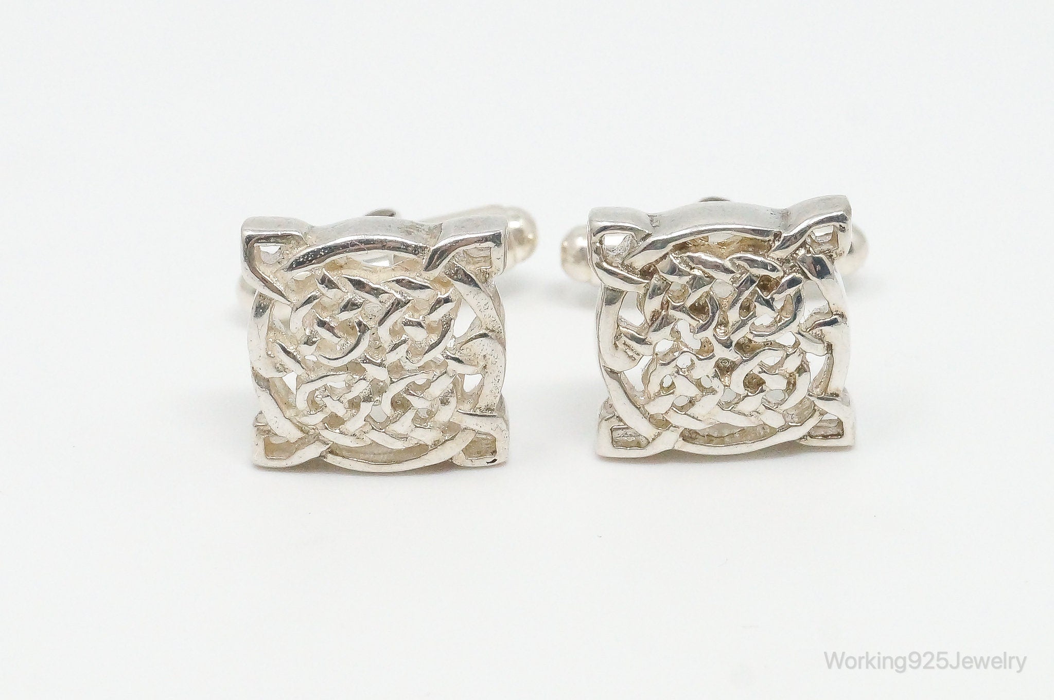 Vintage Celtic Knot Sterling Silver Cuff Links