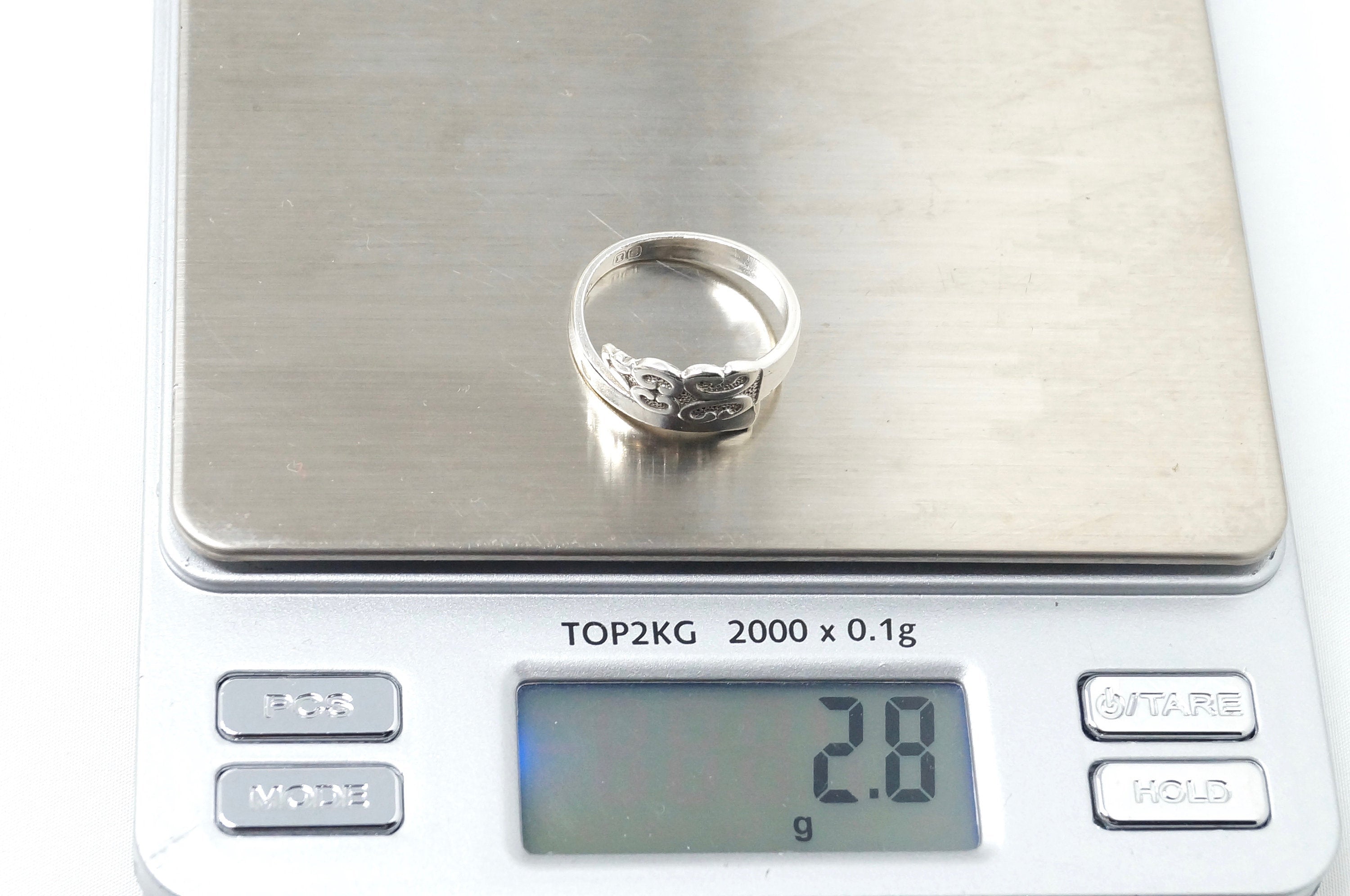 Rare Antique Roger Bros 1847 Art Deco Silver Tone Spoon Wrap Ring - Size 6.5