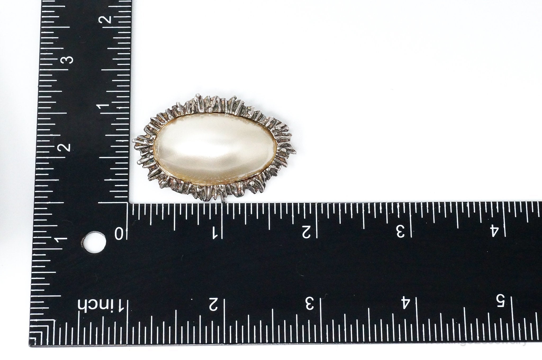 Rare Vintage Astrid Holthe Pearl Sterling Silver Brooch Pin