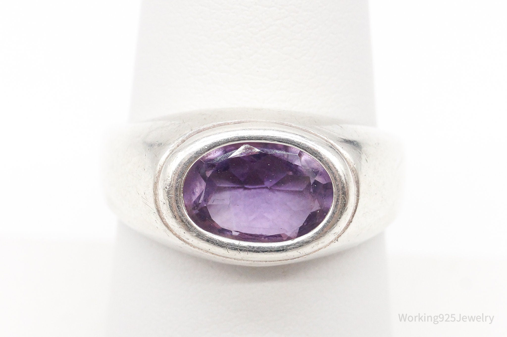 Vintage Amethyst Sterling Silver Ring - Size 7