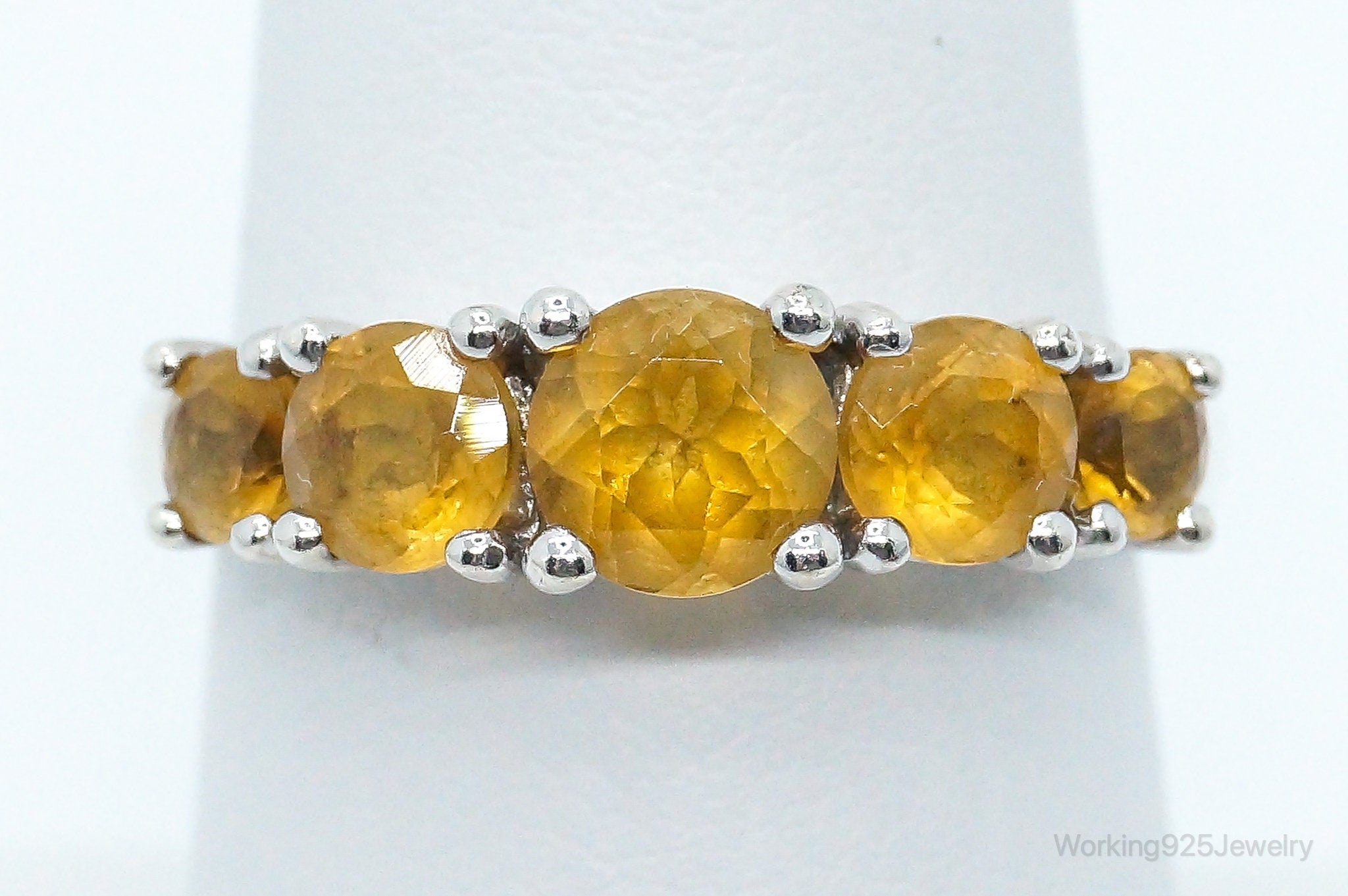 Vintage Citrine Sterling Silver Ring - Size 7