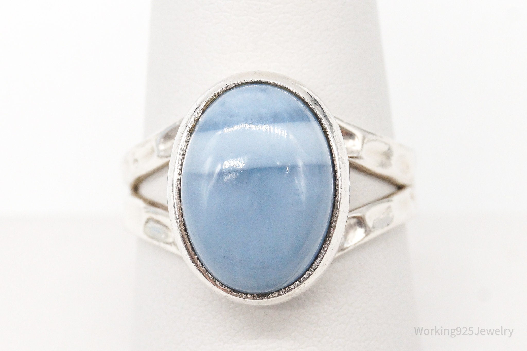 Vintage Blue Stone Sterling Silver Ring - Size 8.5