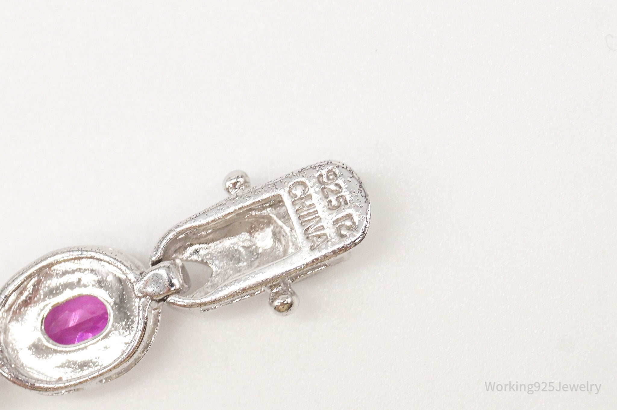 Designer Ross Simons Single Diamond Pink Topaz Sterling Silver Bracelet