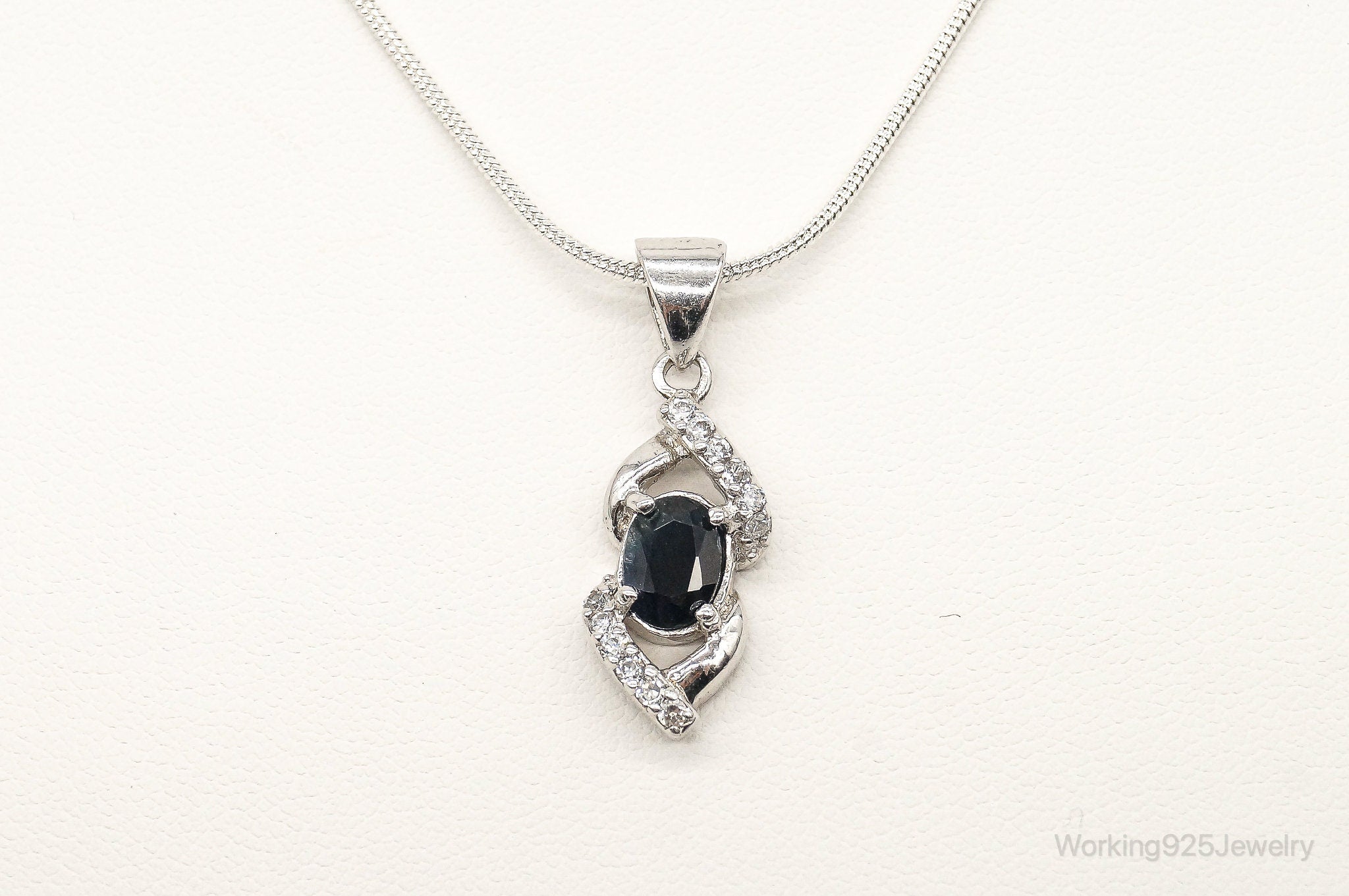 Sapphire Cubic Zirconia Sterling Silver Necklace