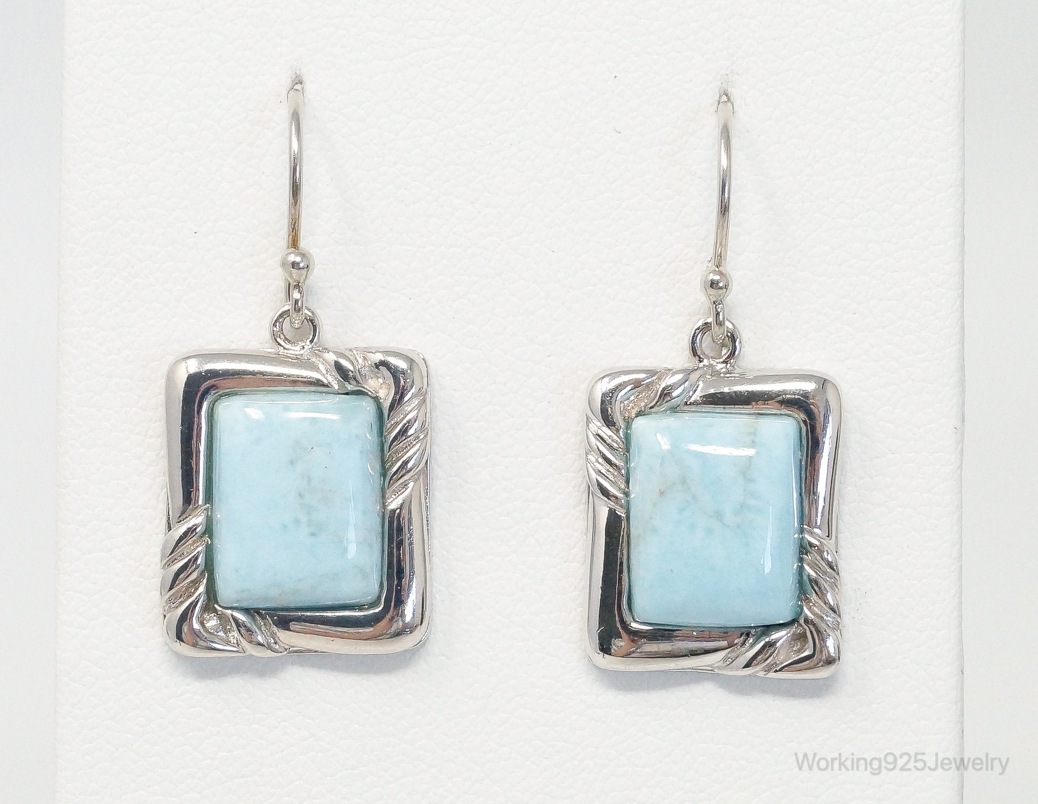 Designer BBJ Blue Larimar Sterling Silver Earrings