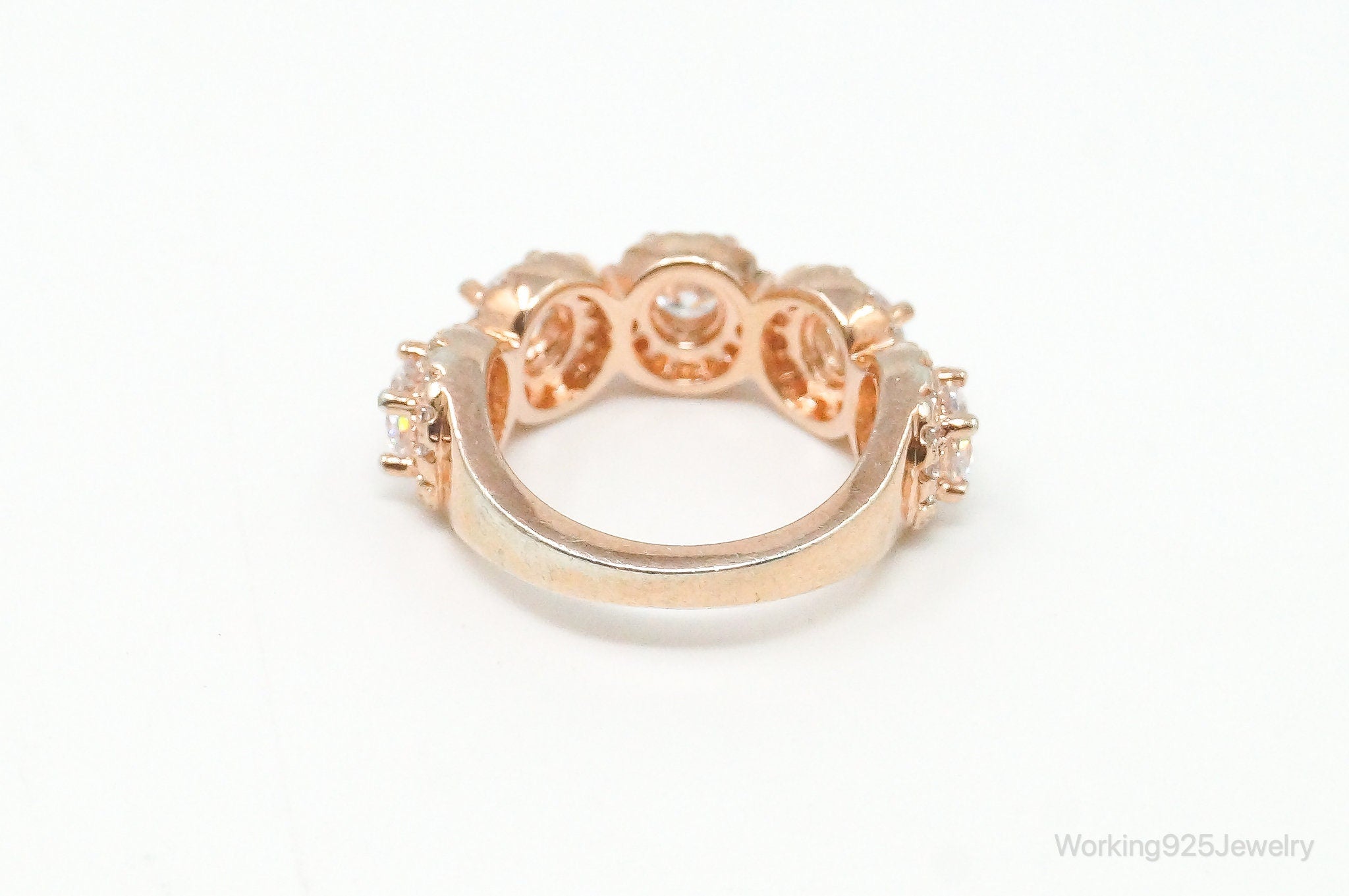 Vintage Cubic Zirconia Rose Gold Vermeil Sterling Silver Ring Size 4