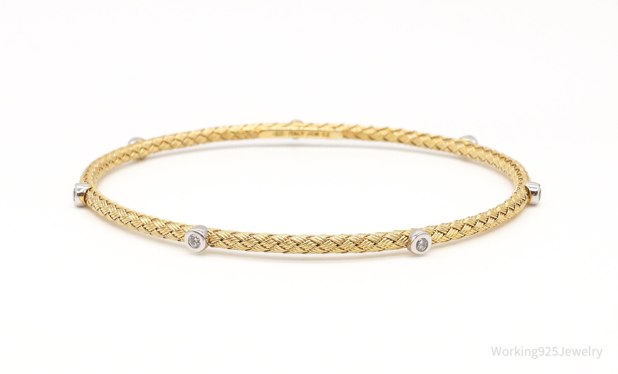 Vintage Designer JCM Cubic Zirconia Gold Vermeil Sterling Silver Bracelet