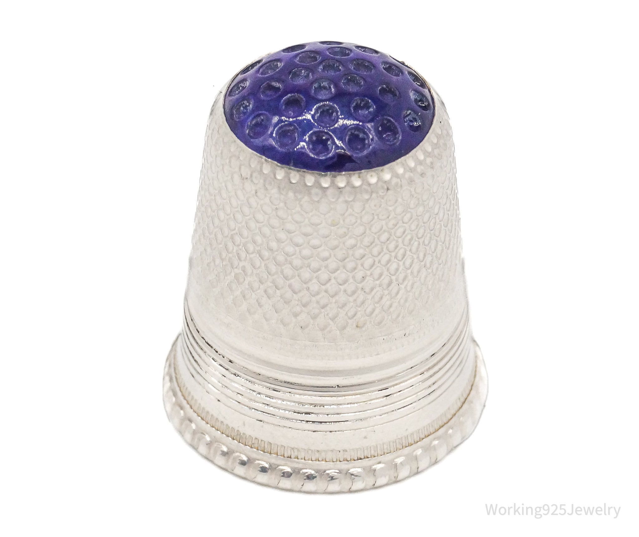 Antique HG Purple Top Sterling Silver Thimble Size 7