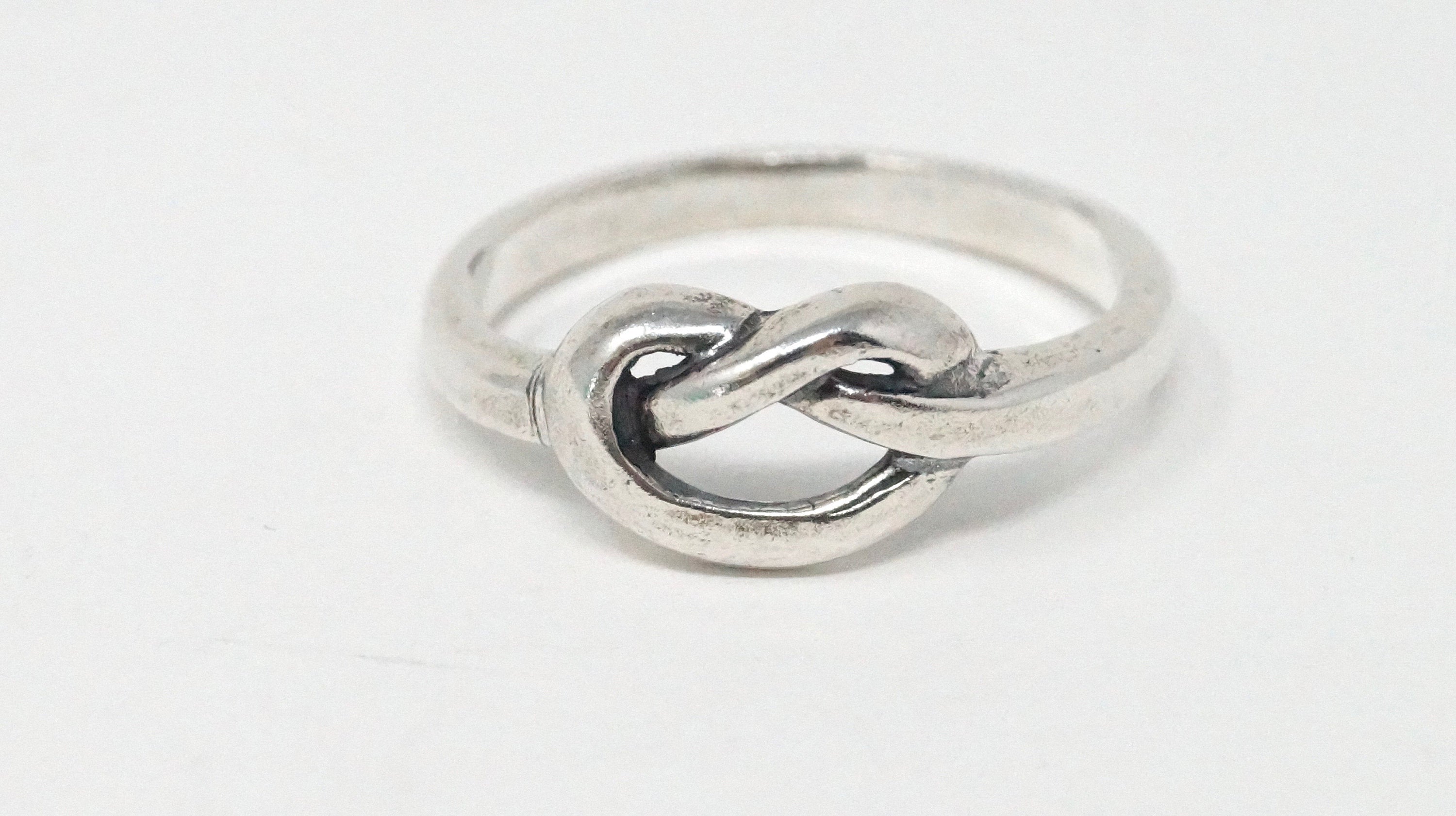 Vintage Designer Kabana Heart Knot Lover Sterling Silver Ring - Size 8.75