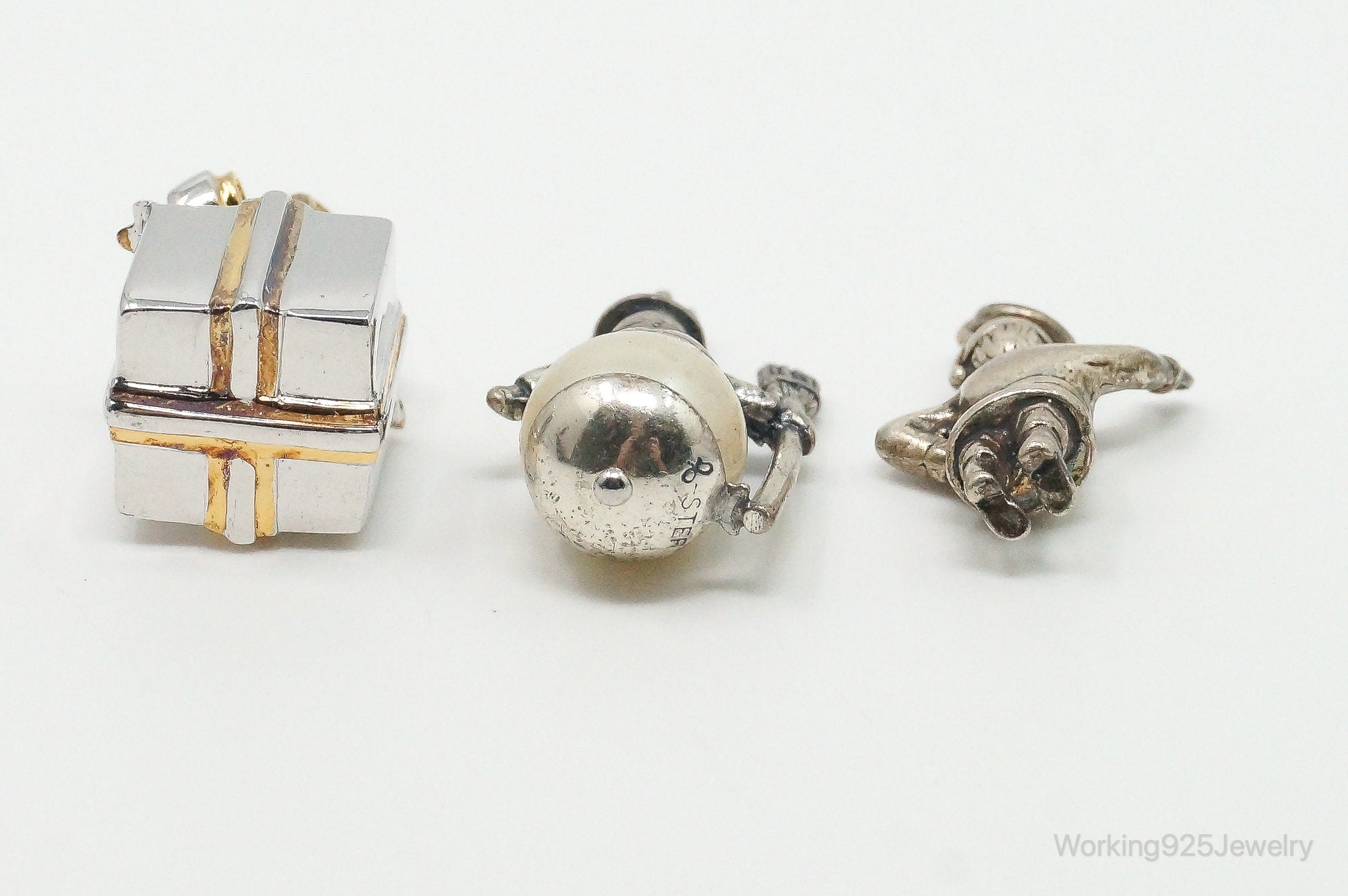 Vintage Antique Christmas Themed Sterling Silver Charms