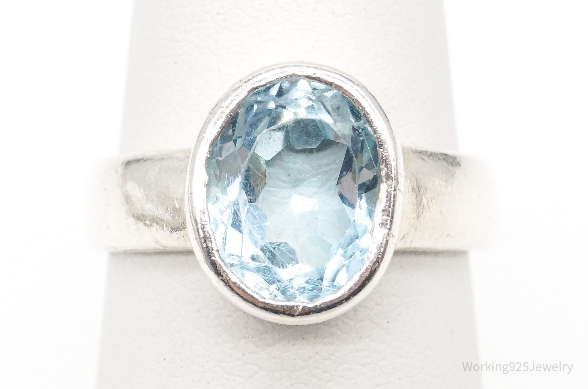 Vintage Blue Topaz Sterling Silver Ring - Size 5.5