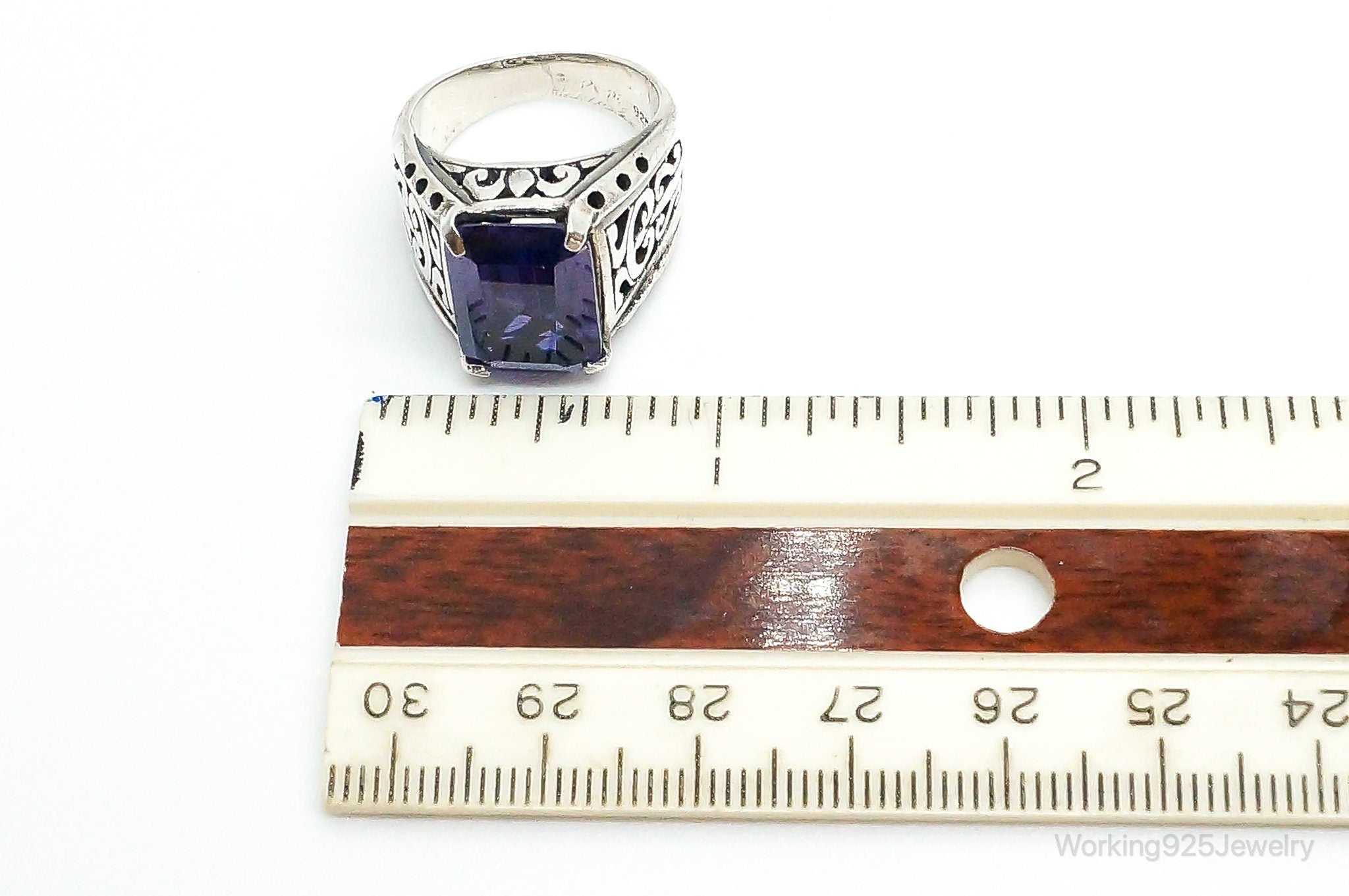 Large Amethyst Sterling Silver Ring - Size 6.75