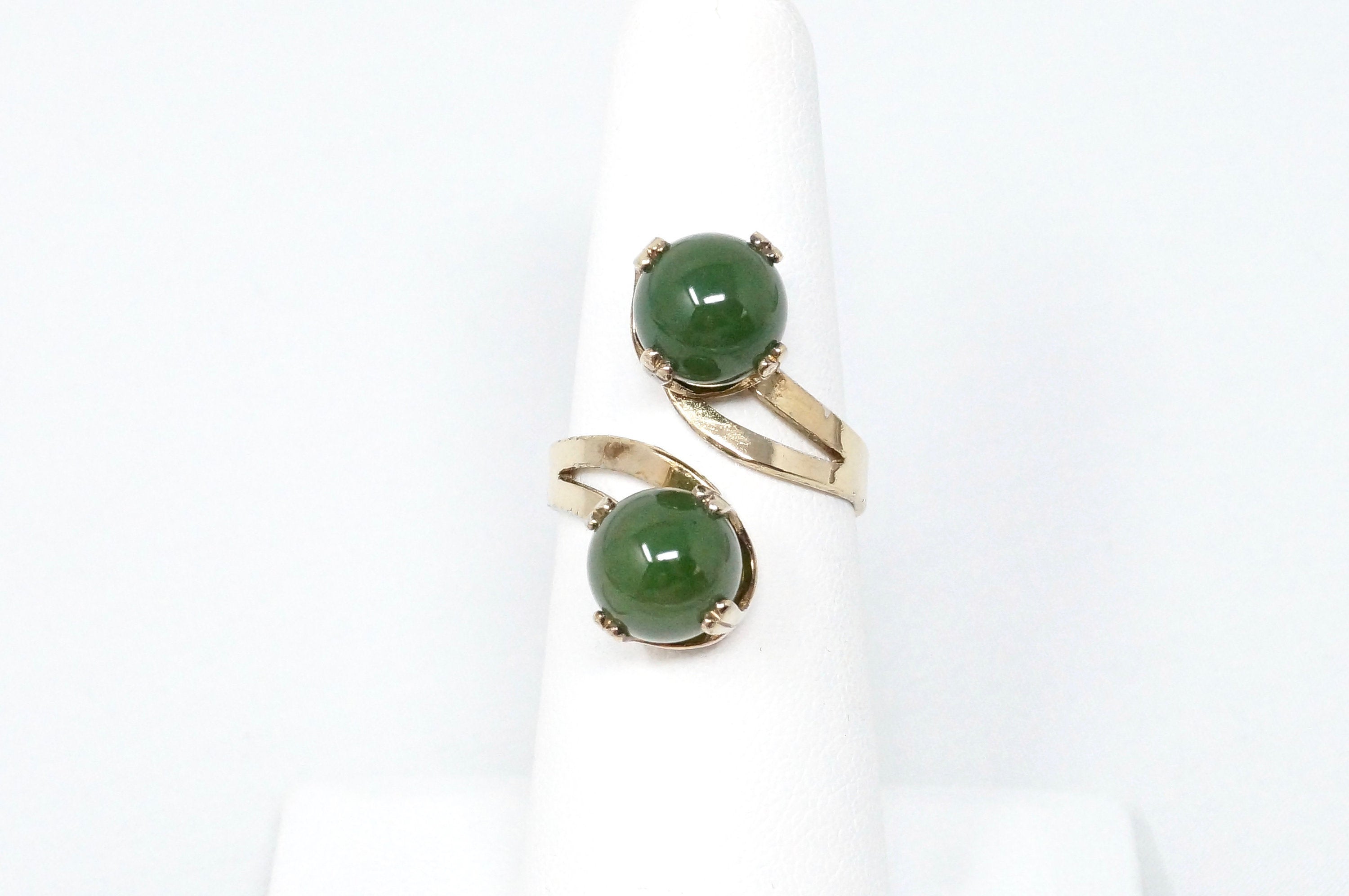 Antique Green Quartz Gold Vermeil Sterling Silver Wrap Adjustable Ring Sz 6