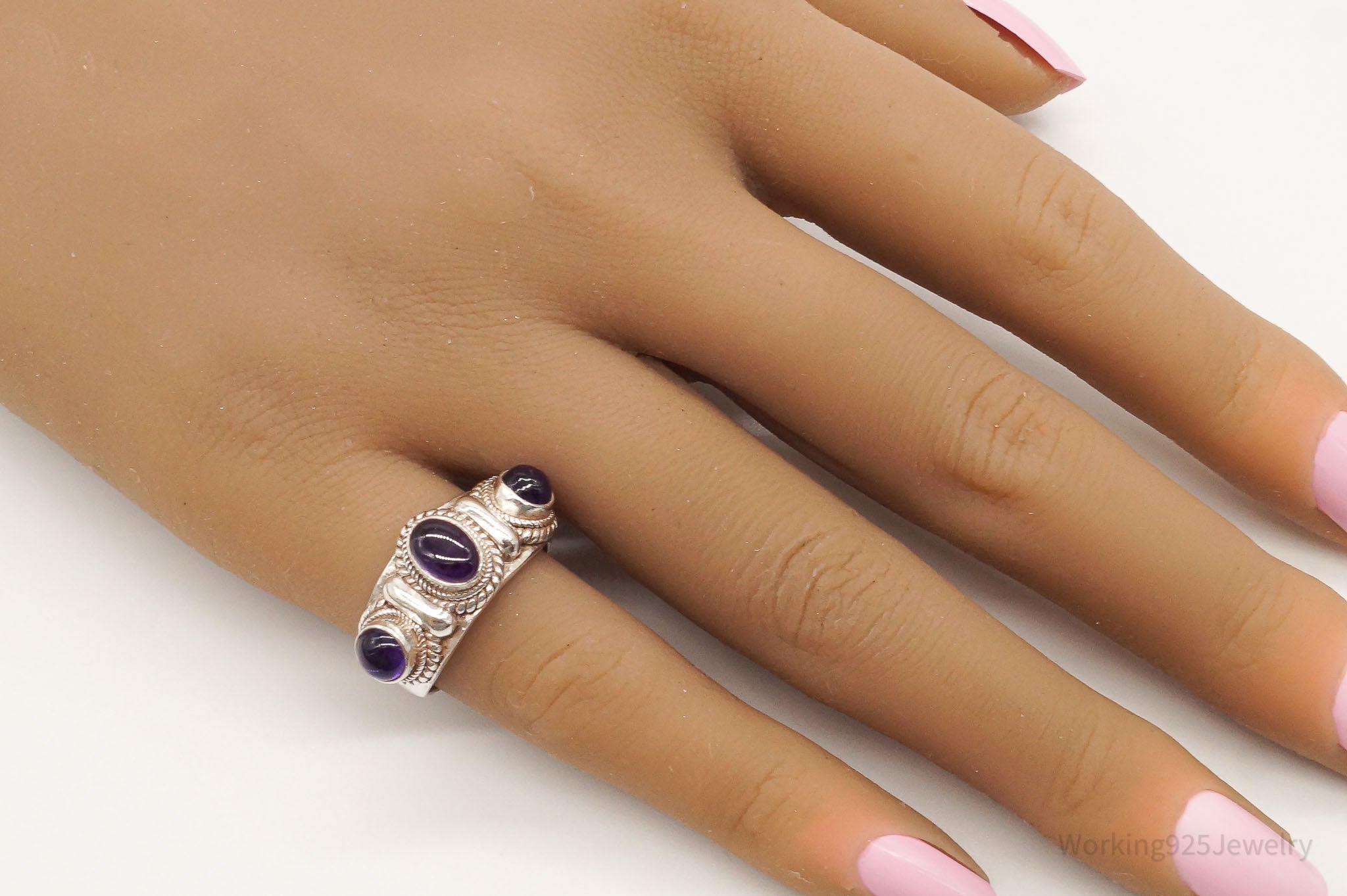 Vintage Amethyst Sterling Silver Ring - Size 6