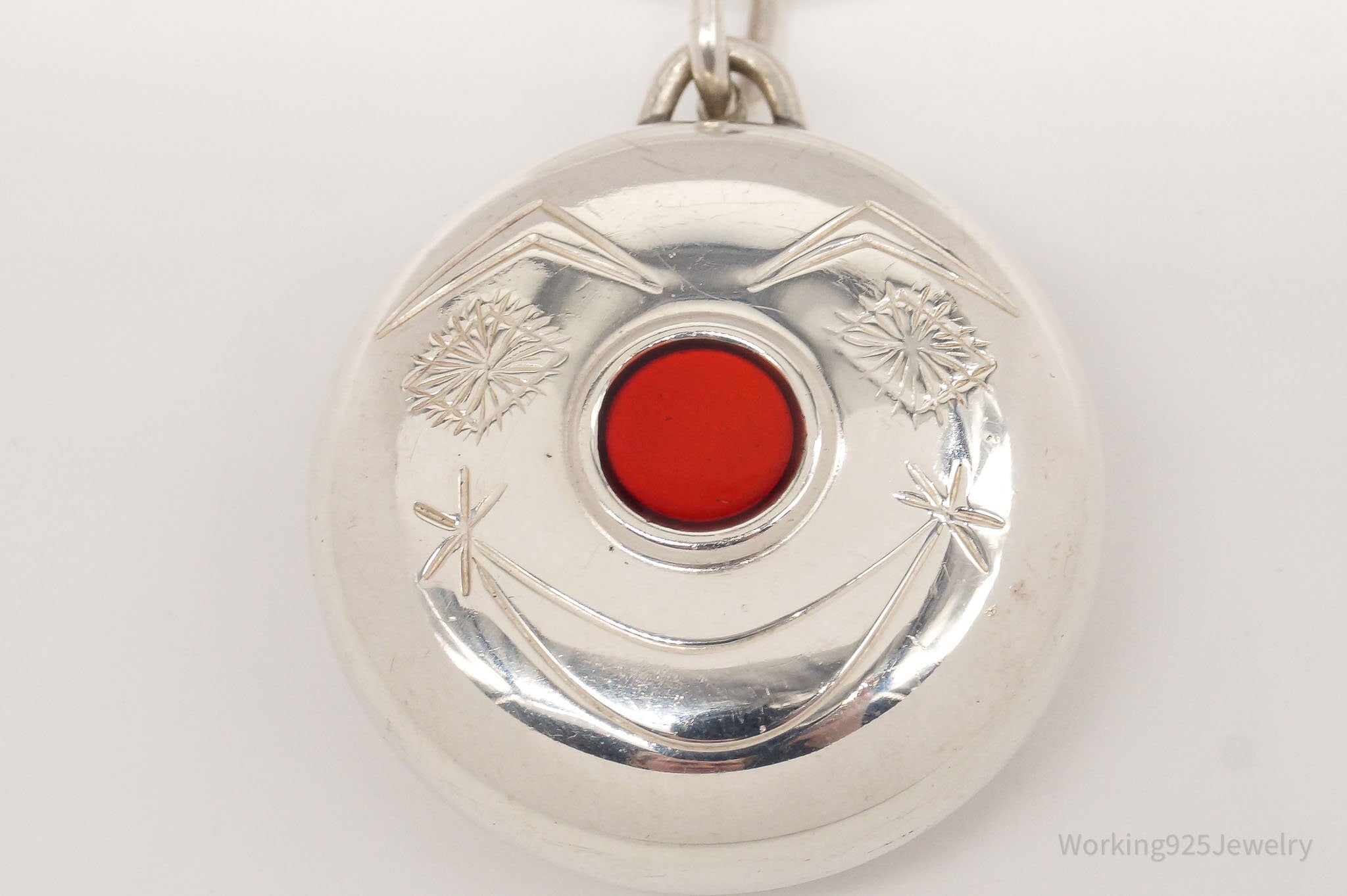 Vintage enameled pure silver clown online face pendant