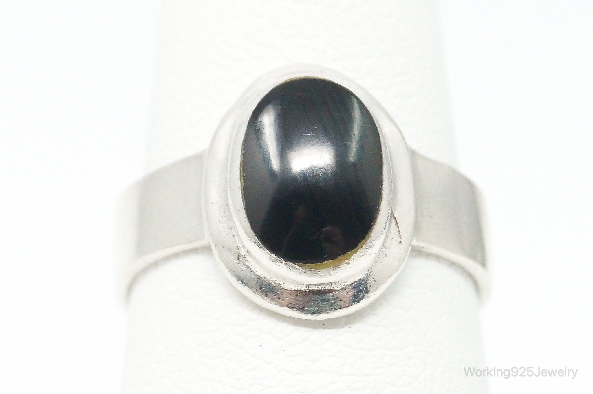 Vintage Black Onyx Sterling Silver Ring - Size 6.5