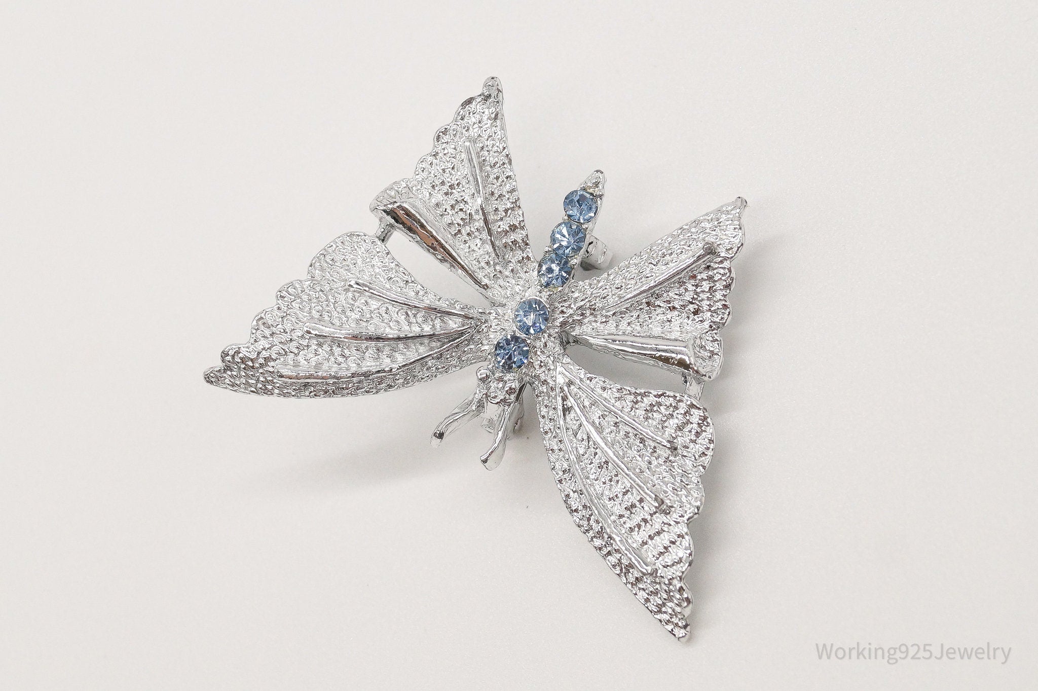 Large Vintage 1960s Designer Gerrys Rhinestone Butterfly Brooch Pin