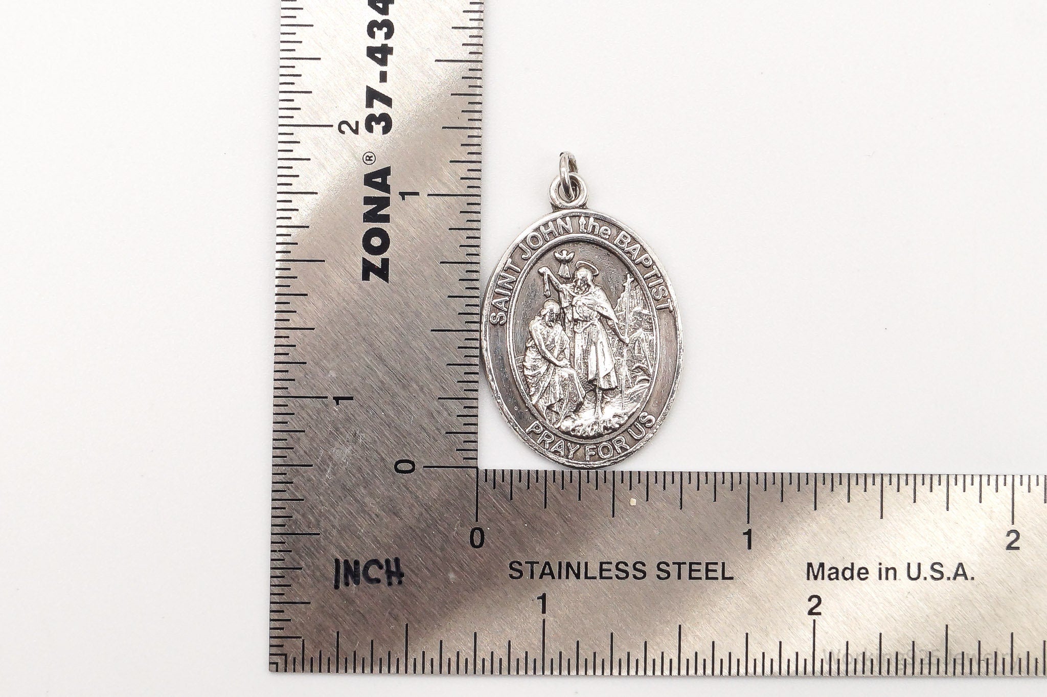 Antique Saint John The Baptist Pray For Us Sterling Silver Pendant