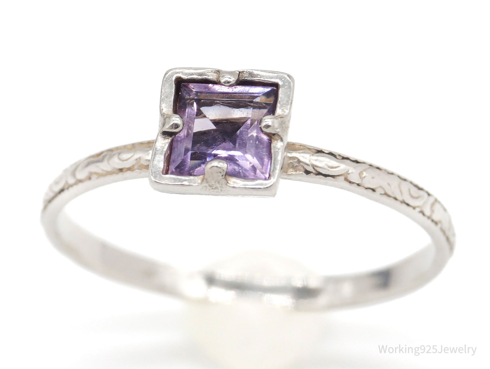 Israel Designer Paz PZ Amethyst Sterling Silver Ring - Size 10.25