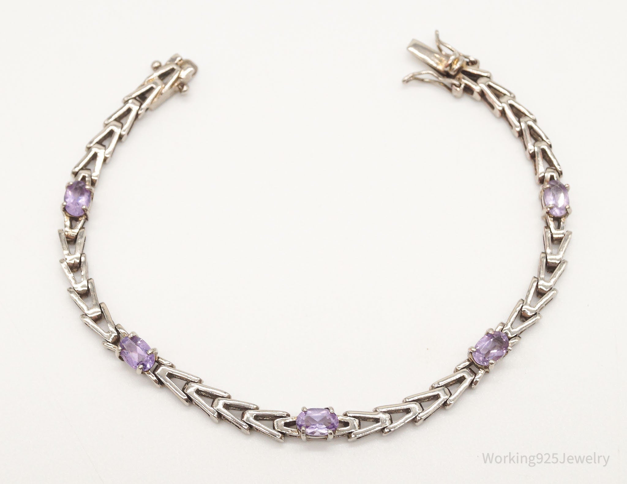 Vintage Designer FAS Amethyst Sterling Silver Plated Bracelet