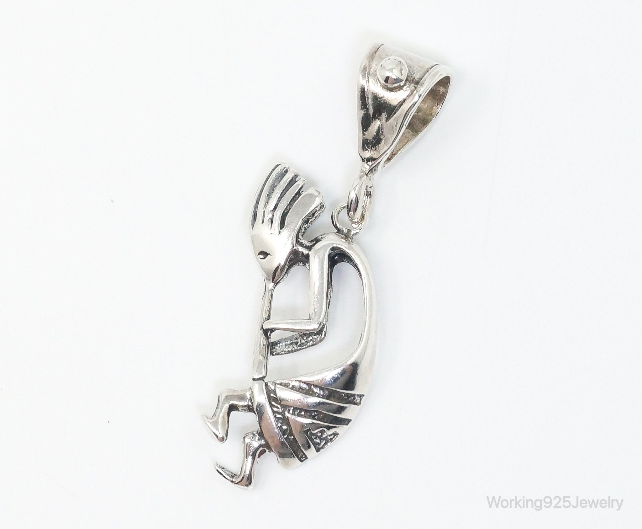 Large Vintage Native American Dancing Kokopelli Sterling Silver Pendant