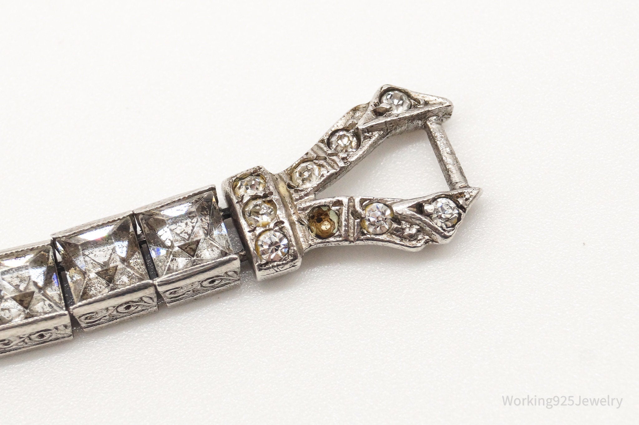 RARE Antique Designer Wachenheimer Bros Rhinestone Sterling Silver Bracelet