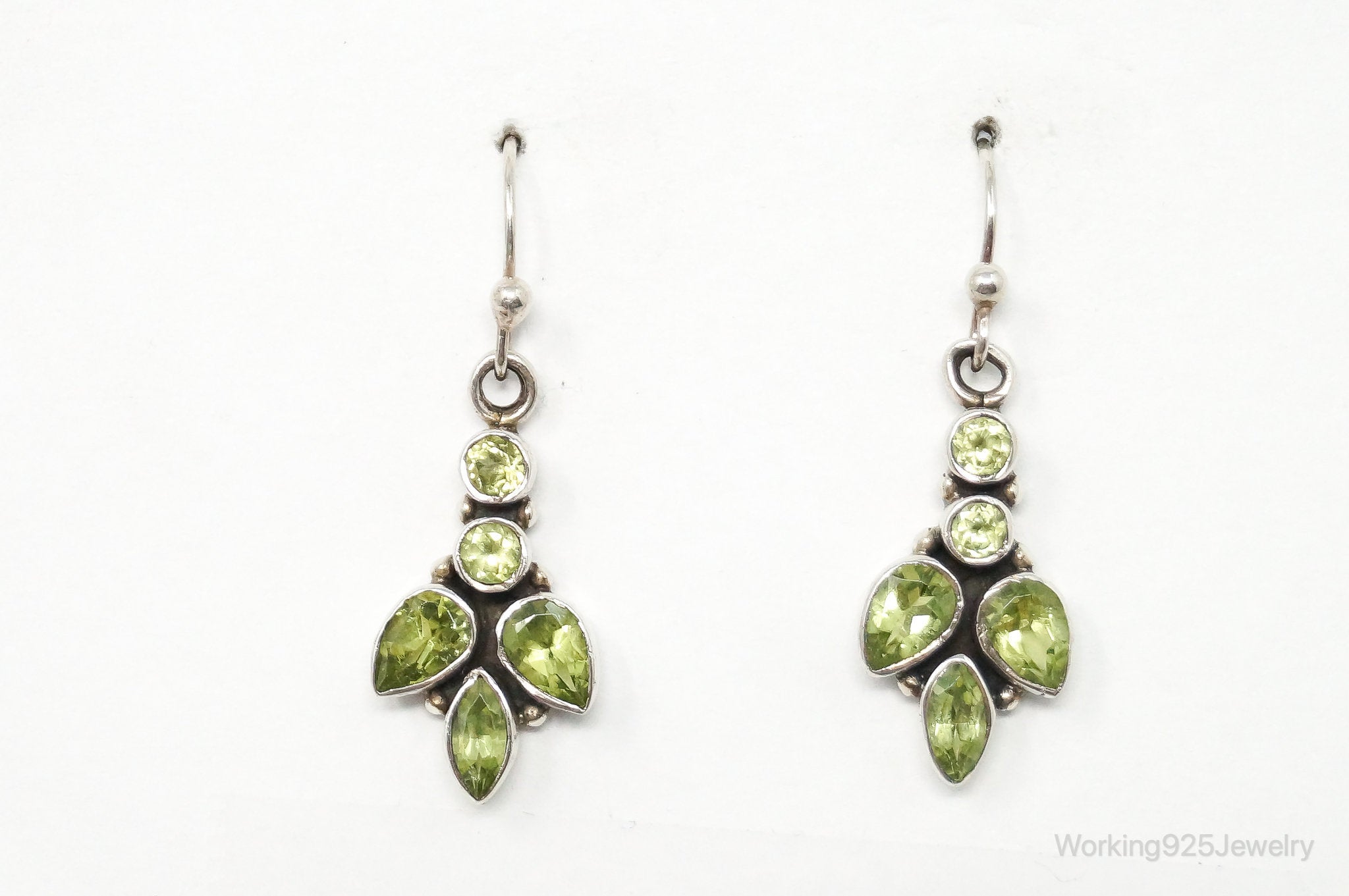 Vintage India Designer Peridot Sterling Silver Earrings