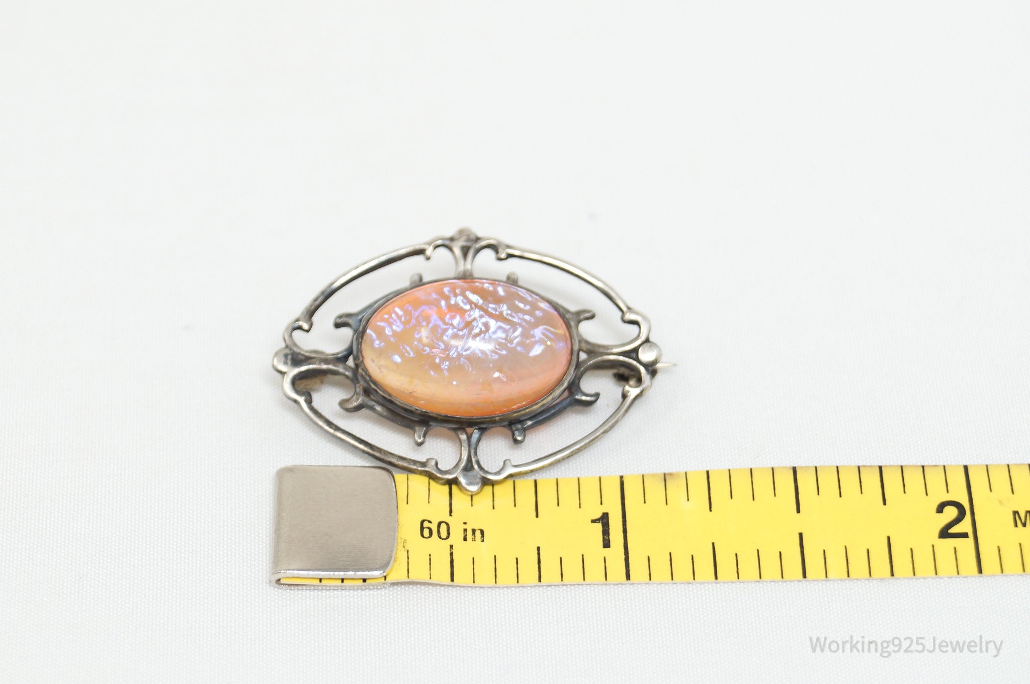 Antique Art Nouveau Wing Sterling Silver Brooch Pin