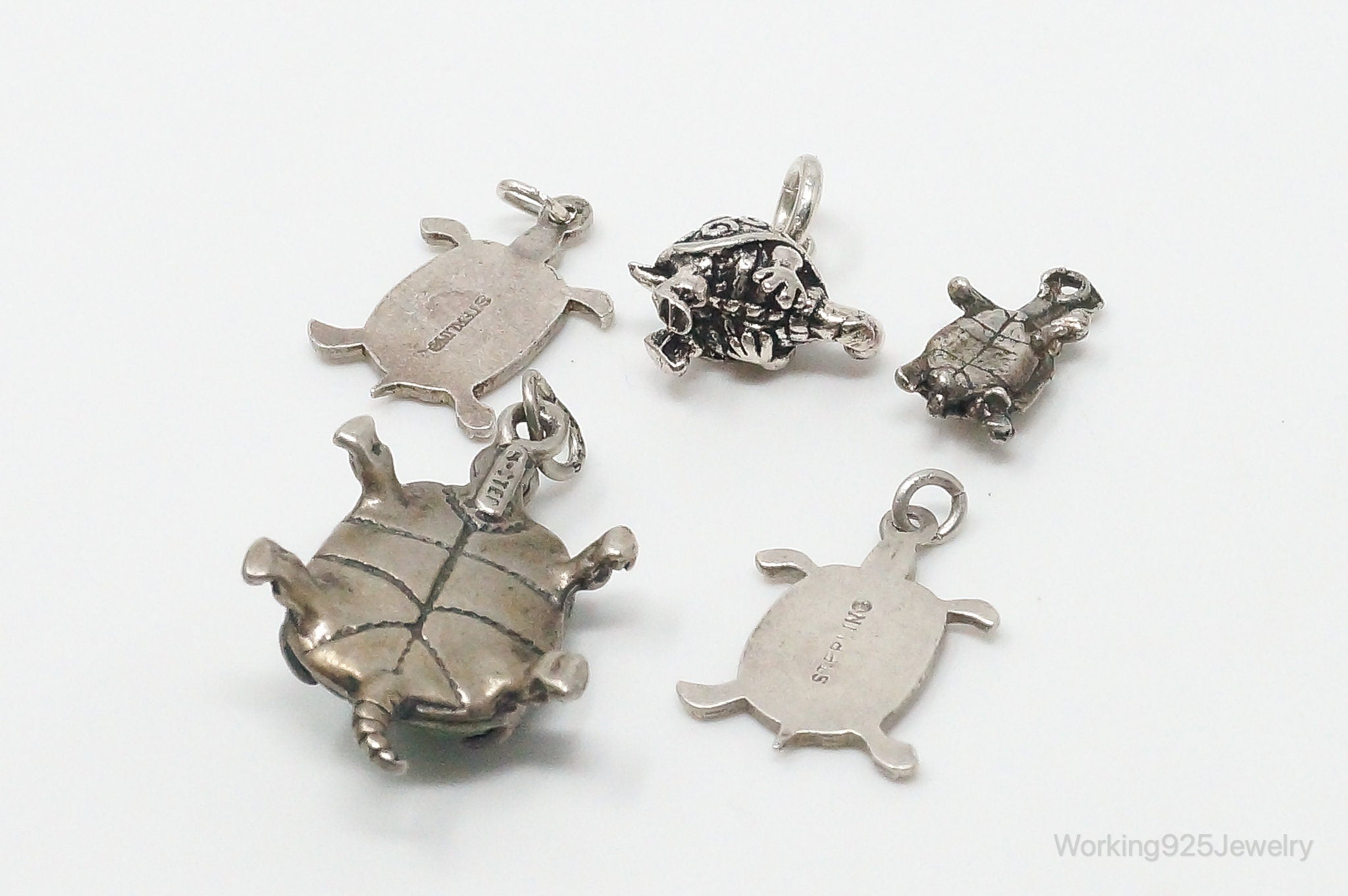 Vintage Antique Ocean Sea Turtles Sterling Silver Charms Lot