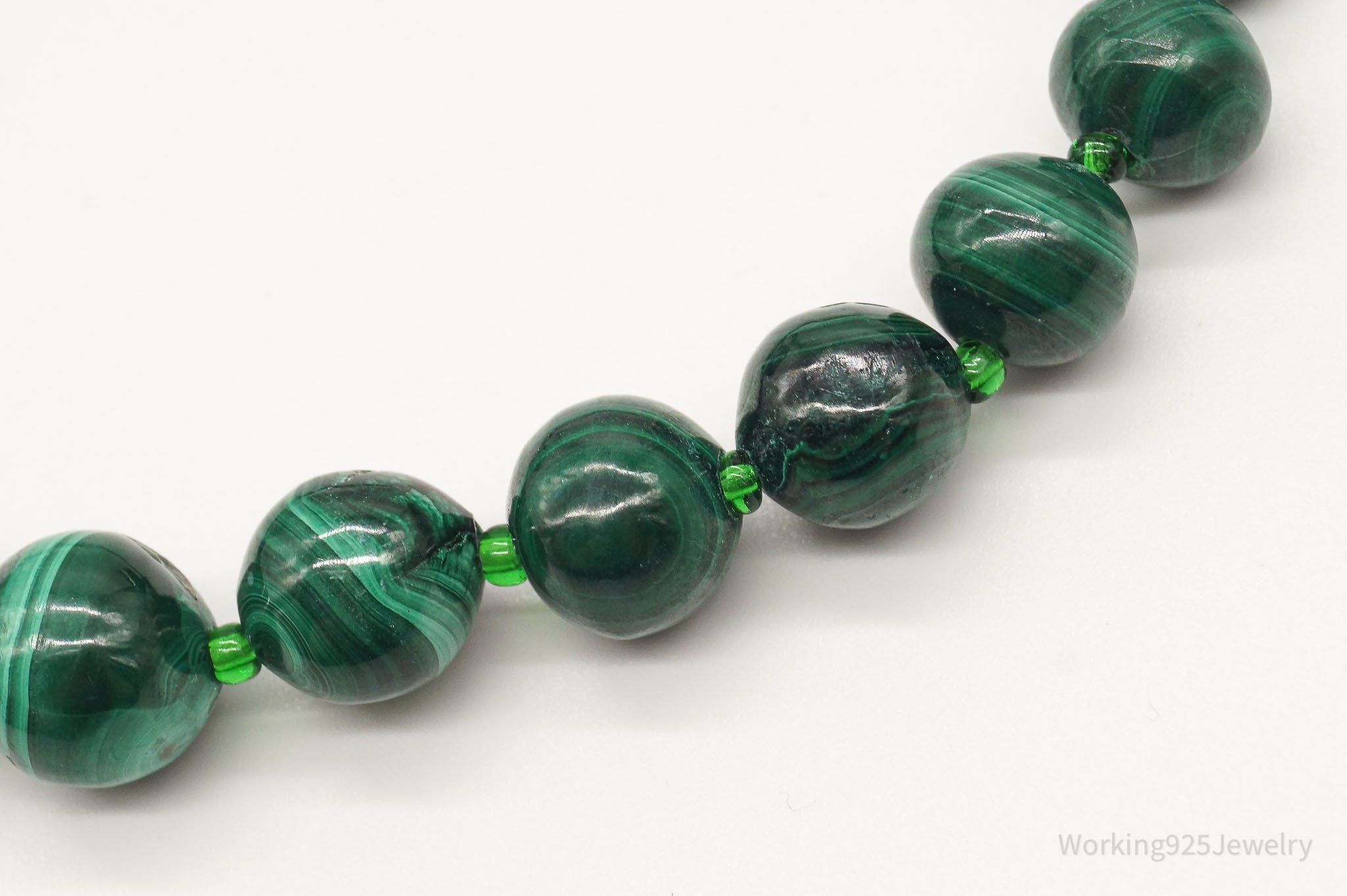 Vintage Green Malachite Bead Necklace