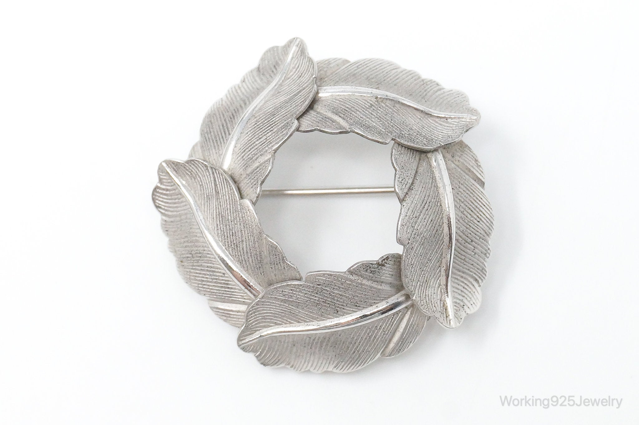 Vintage Designer Carl-Art Leaves Sterling Silver Brooch Pin