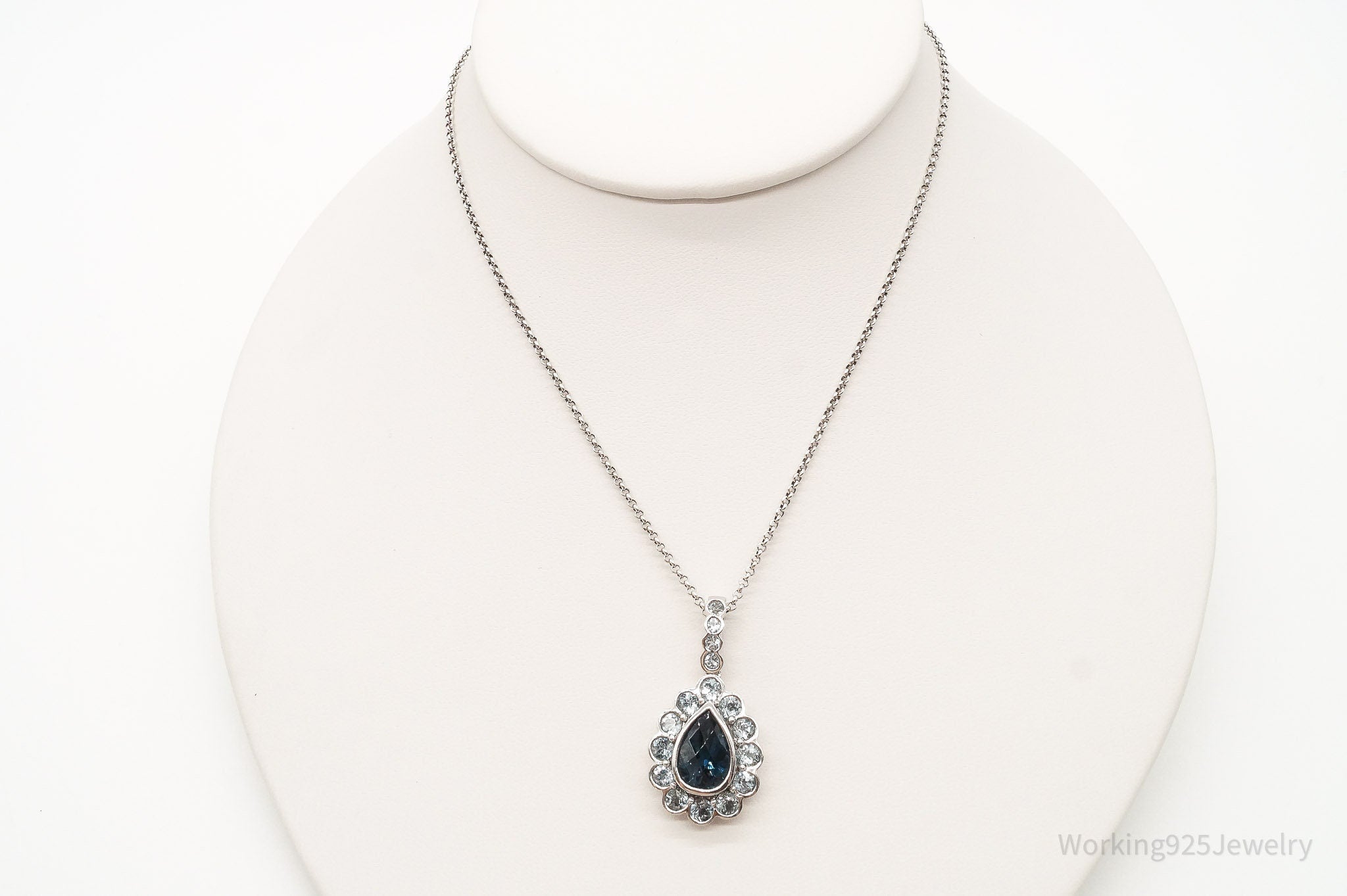 Vintage Blue Topaz Sterling Silver Necklace