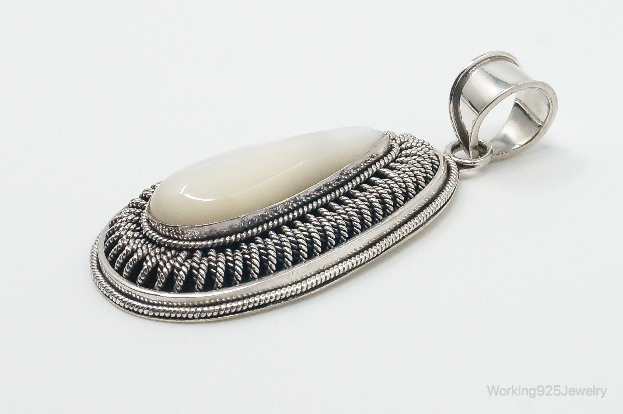 Designer BA Suarti Large Mother Of Pearl Sterling Silver Necklace Pendant