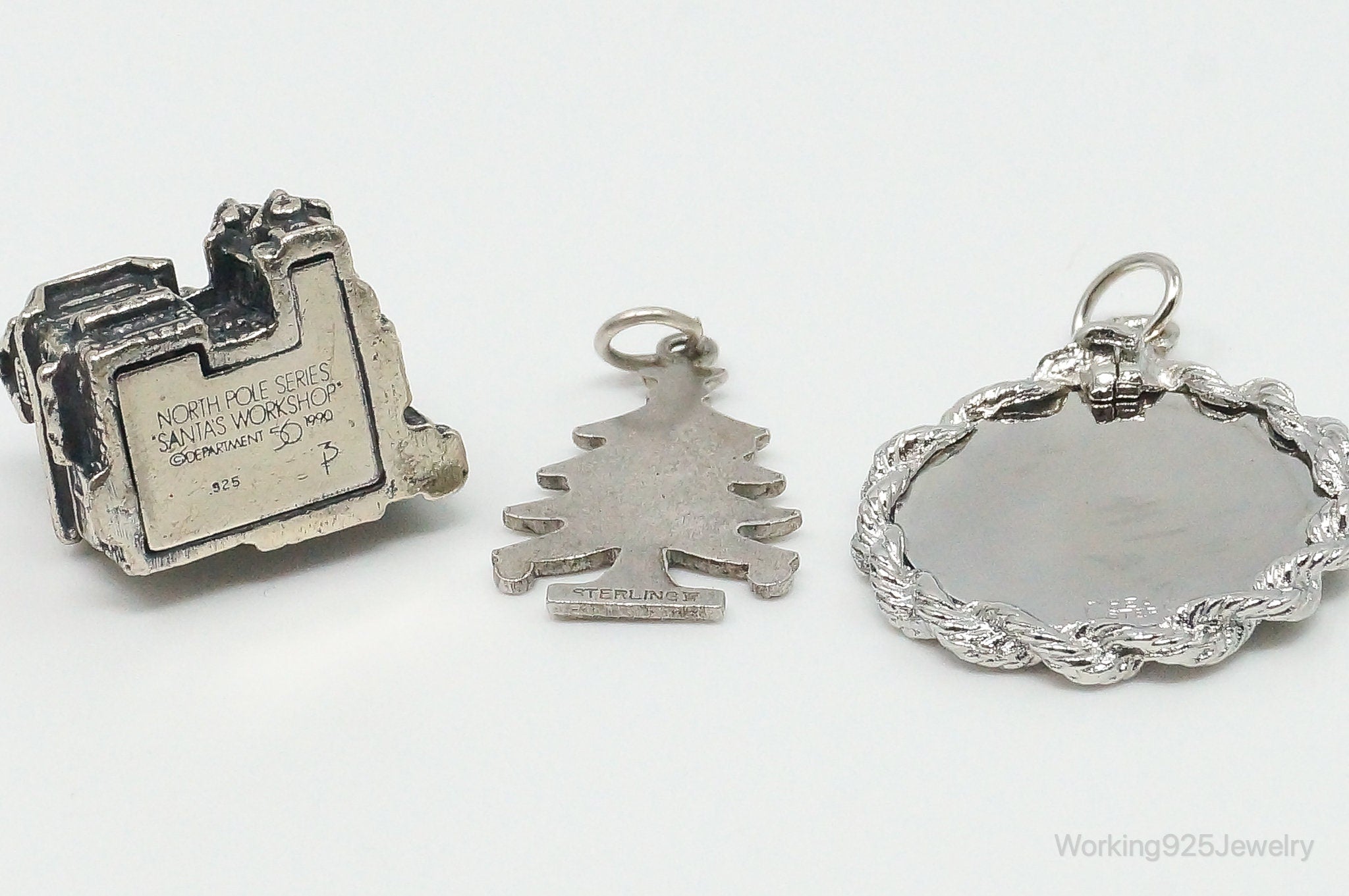 Vintage Antique Christmas Themed Sterling Silver Charms
