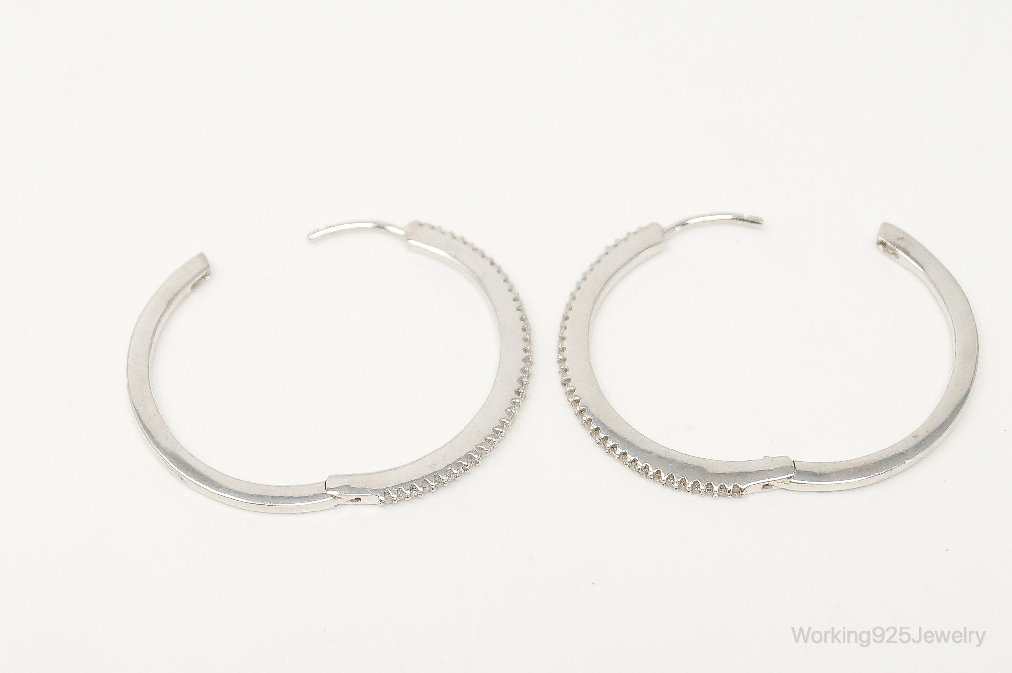 Designer Cubic Zirconia Sterling Silver Hoop Earrings