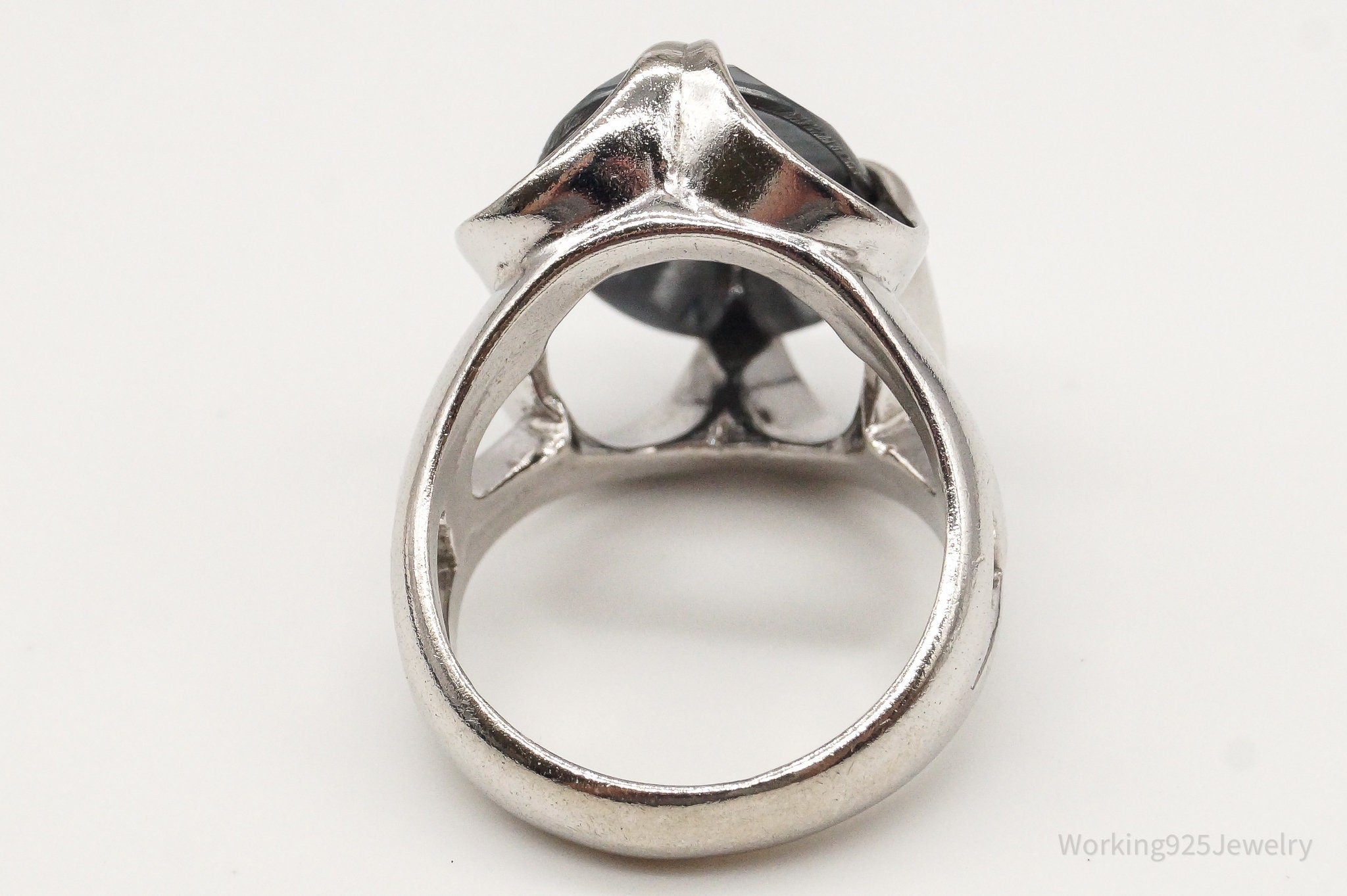 Vintage Designer WM Co Hematite Sterling Silver Ring - Size 5.25