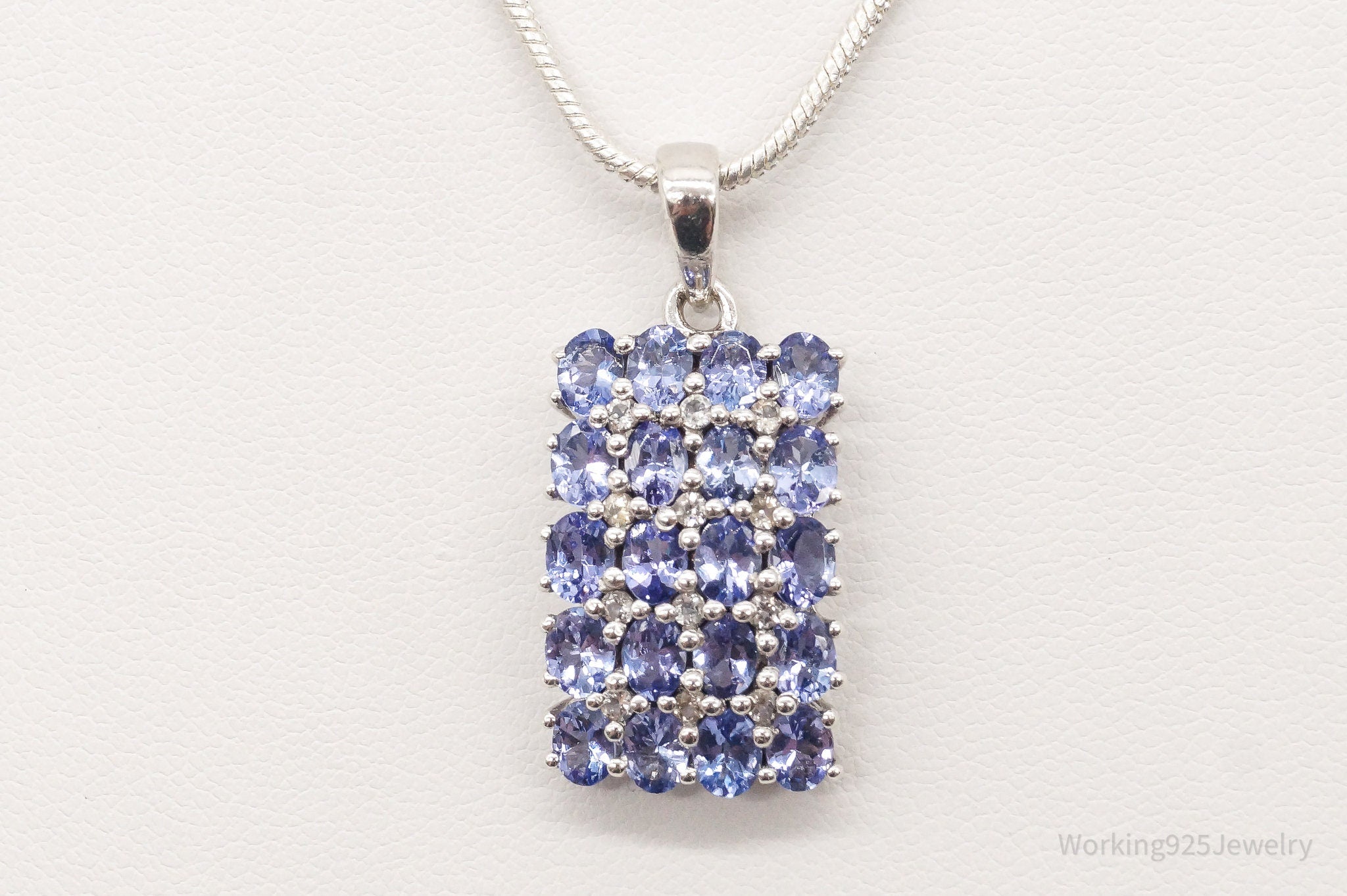 Vintage Designer TGGC Iolite Cubic Zirconia Sterling Silver Necklace