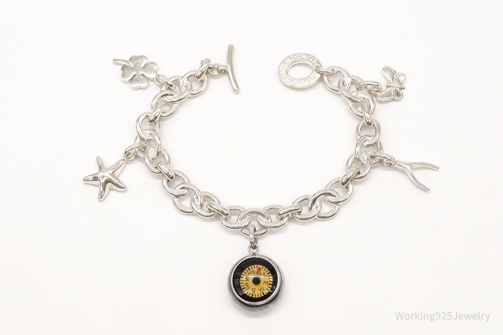 Designer London Links Charms Sterling Silver Bracelet