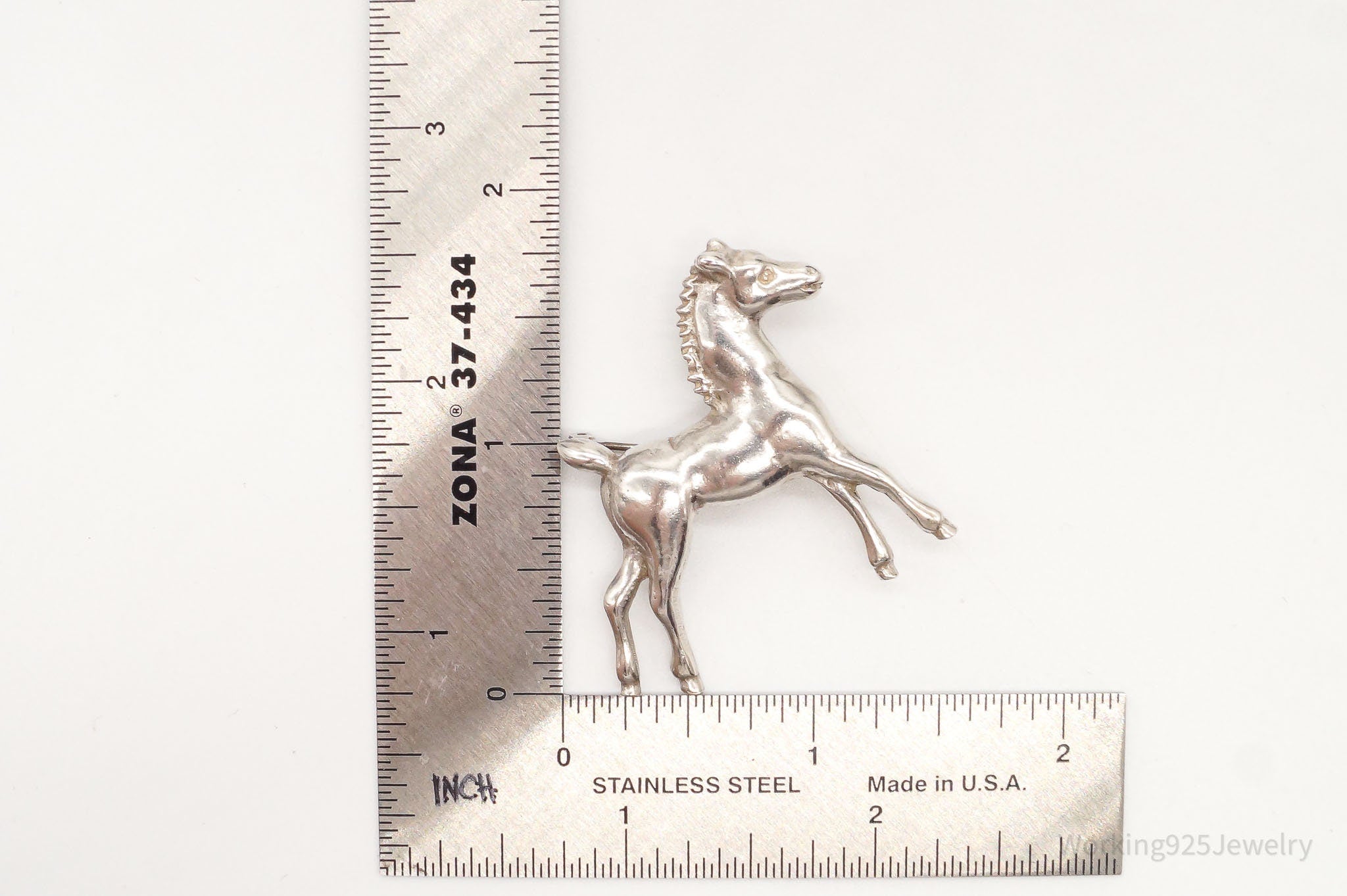 Antique Horse Sterling Silver Brooch Pin