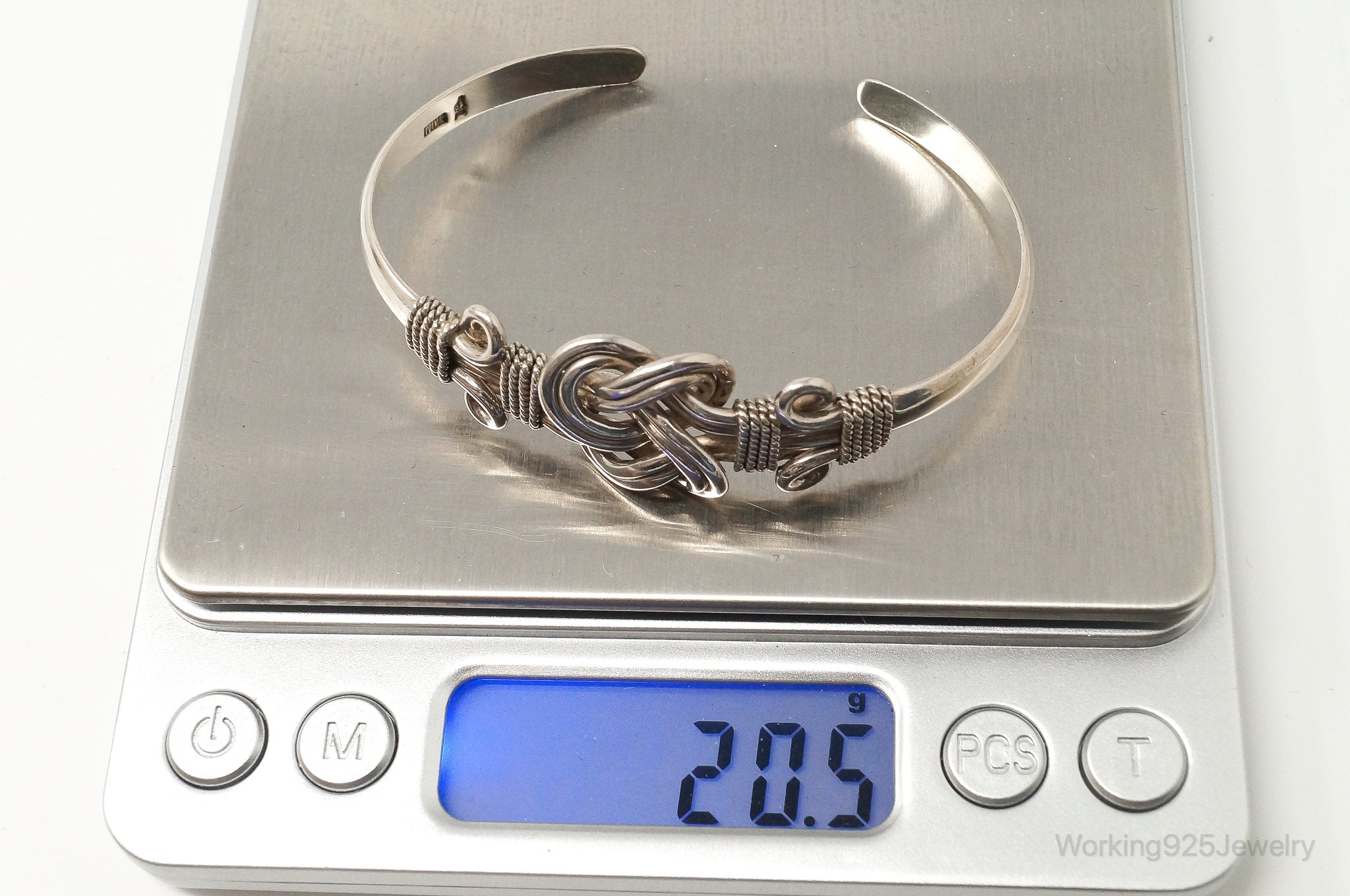 Vintage Designer Bali Infinity Knot Sterling Silver Cuff Bracelet