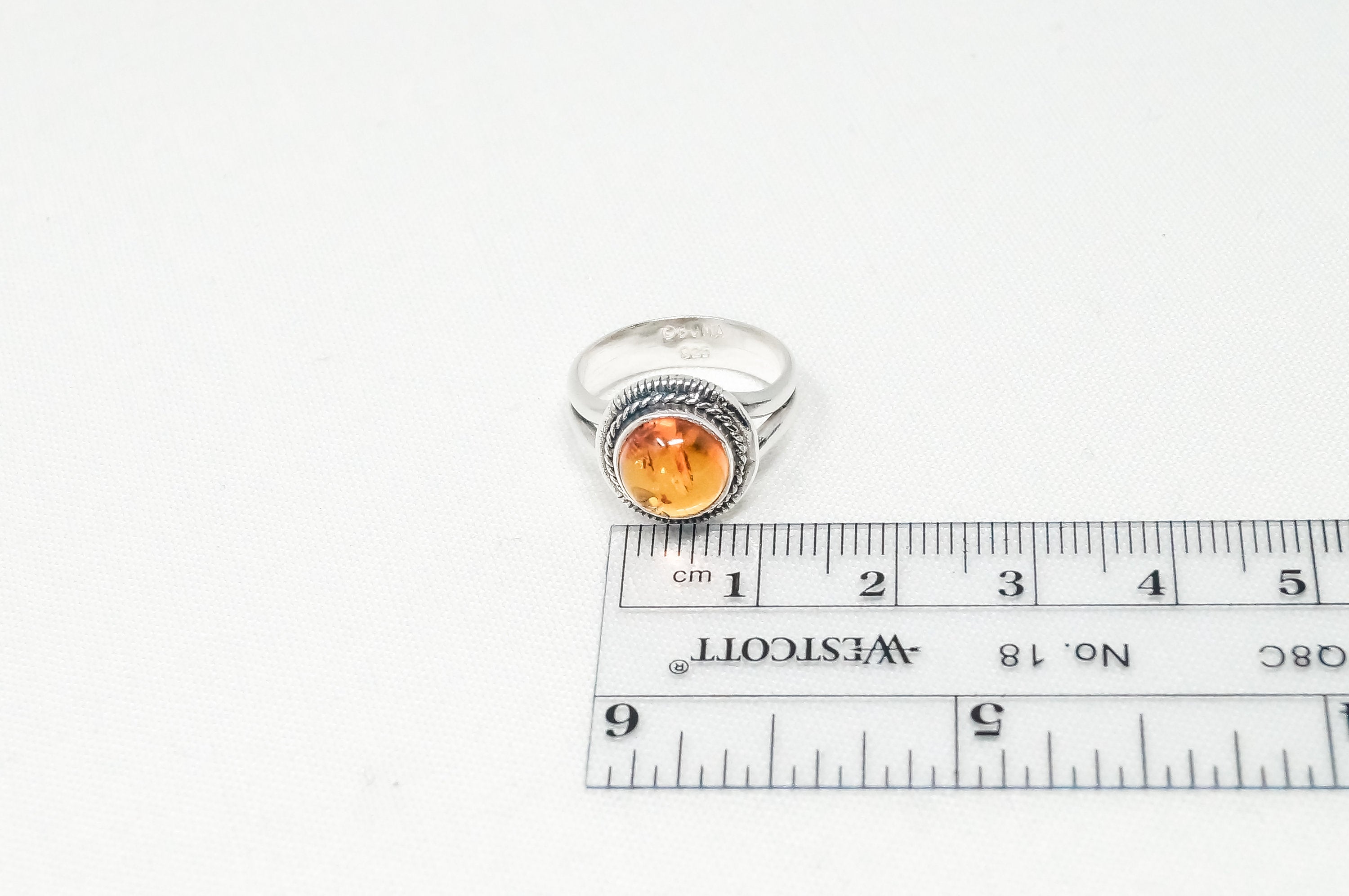 Vintage Designer BOMA Amber Rope Design Sterling Silver Ring - Sz 5 -783750436